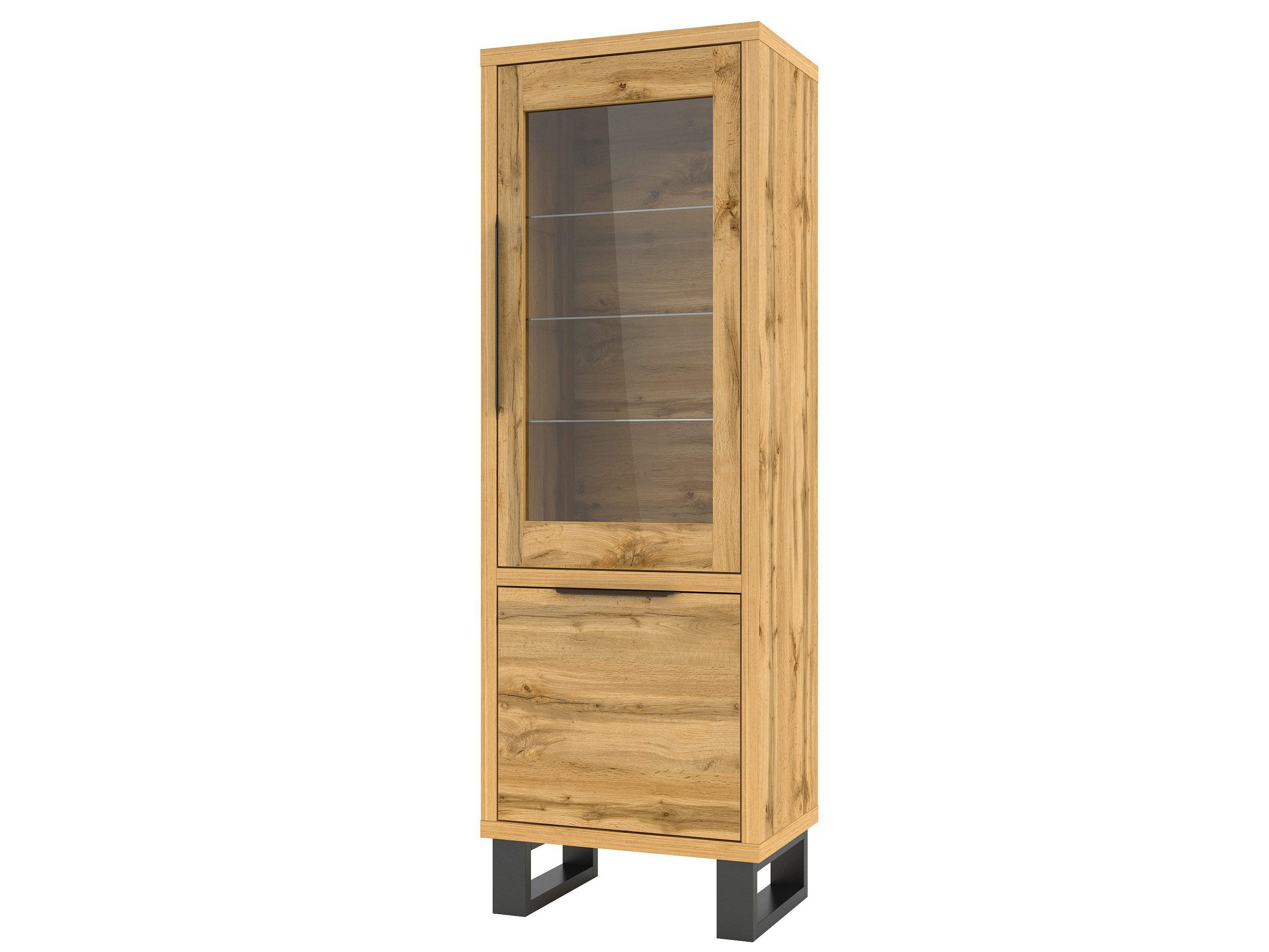 Beautysofa Vitrine HALLE mit zwei Flügeltüren, Standvitrine mit Glaseinlegebode