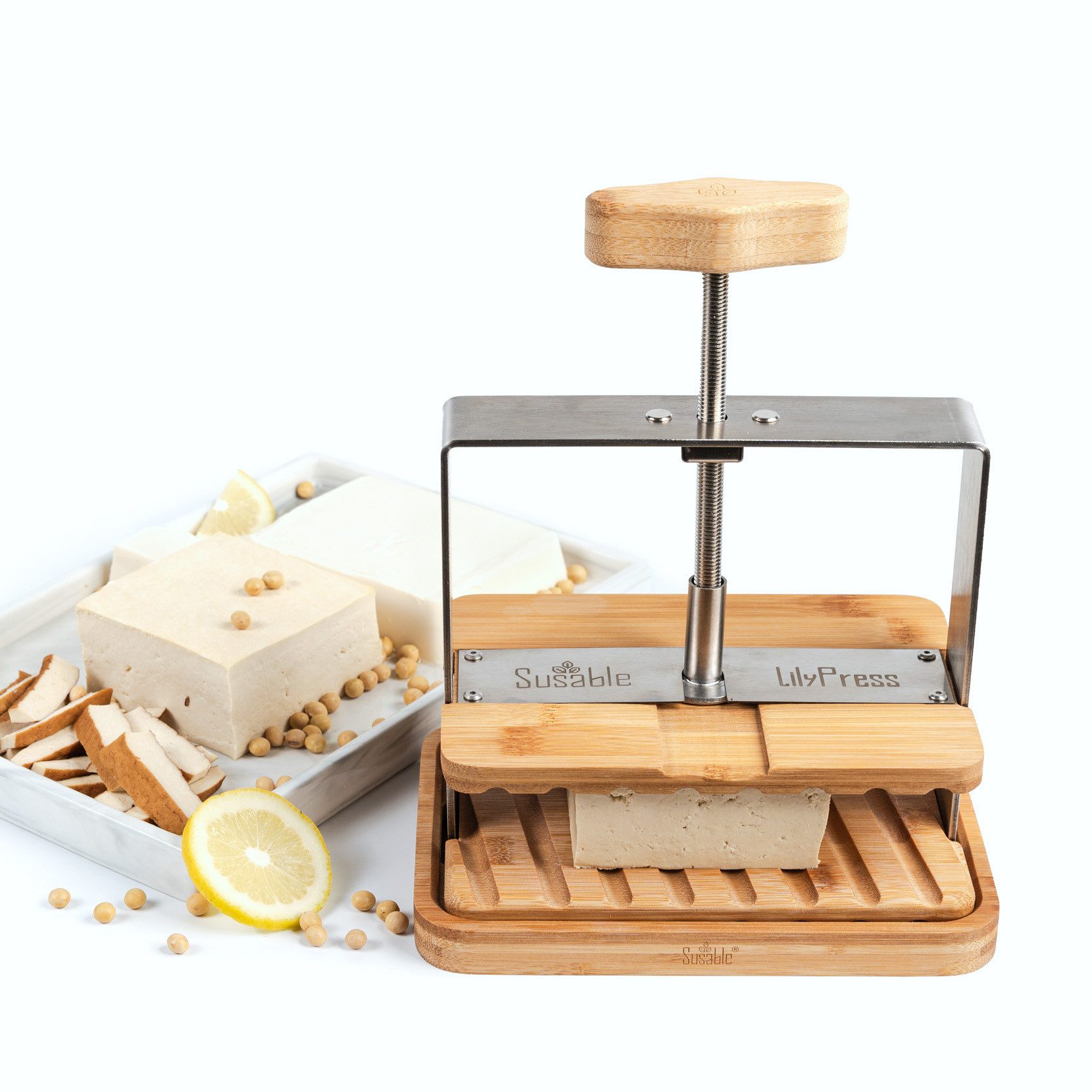 Frischkäsebereiter Vielseitige Bambus Tofu/käse Presse - "Lily press" -Ideal für Veganer