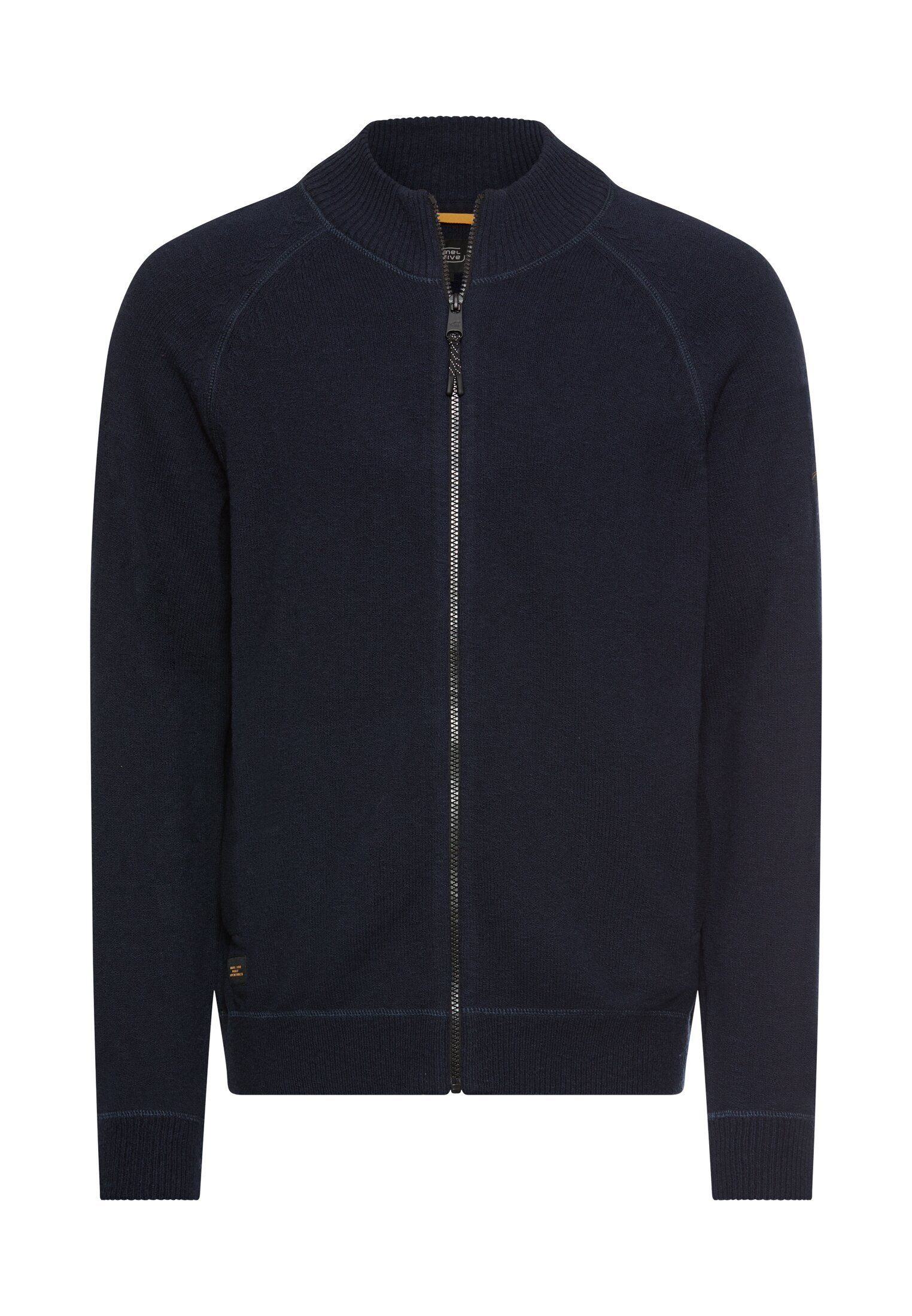 camel active Strickjacke mit Reißverschluss Langarm Stehkragen Stehkragen