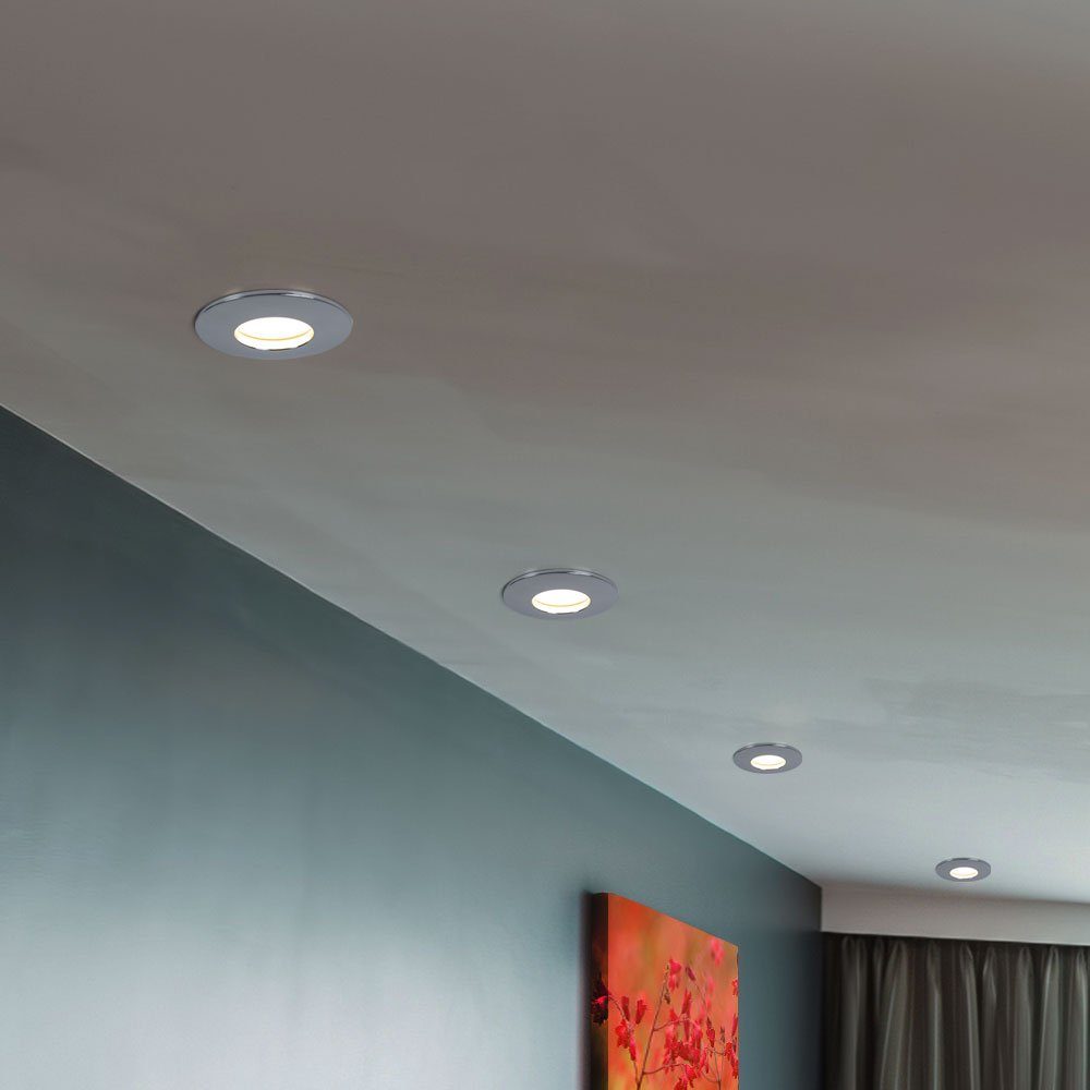 Spot Decken LED Set Leuchte etc-shop LED LED-Leuchtmittel Bad 8er Wohn Zimmer fest Strahler Einbaustrahler, verbaut, Warmweiß, Einbau