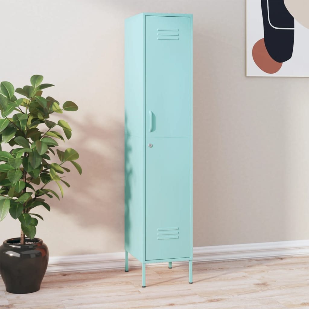 furnicato Kleiderschrank Schließfachschrank aus Stahl 35 x 46 x 180 cm in Minzgrün