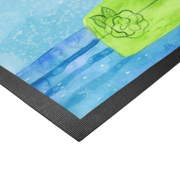 Fußmatte 50 x 75 cm Pinguin Surfer - Eisblau - Geschenk, Schmutzmatte, Haustür, Mr. & Mrs. Panda, Höhe: 0.3 mm, Stilvolles Design