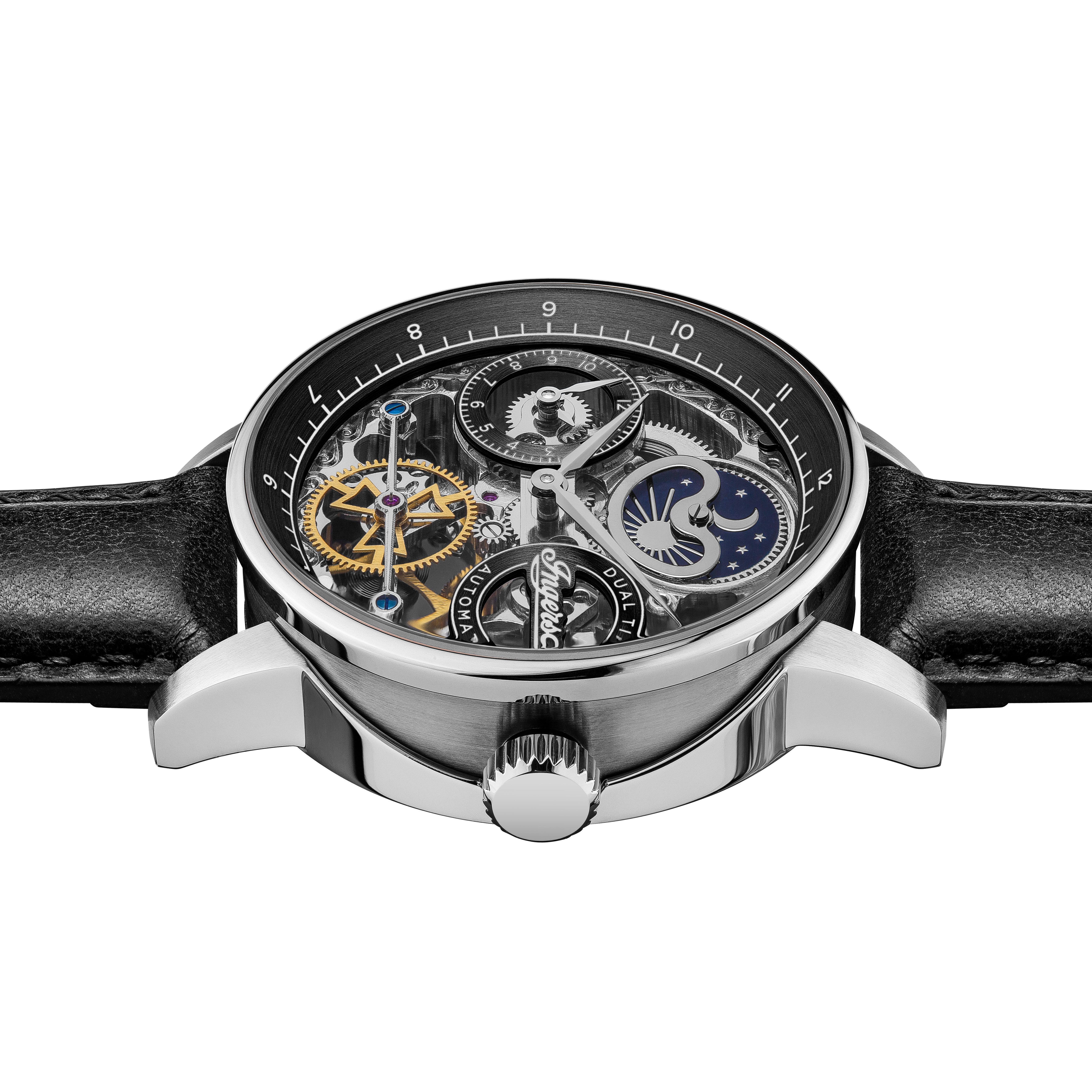Ingersoll Automatikuhr The Jazz I07701, Armbanduhr, Herrenuhr, Mechanische Uhr, Lederarmband, analog, Dualzeit