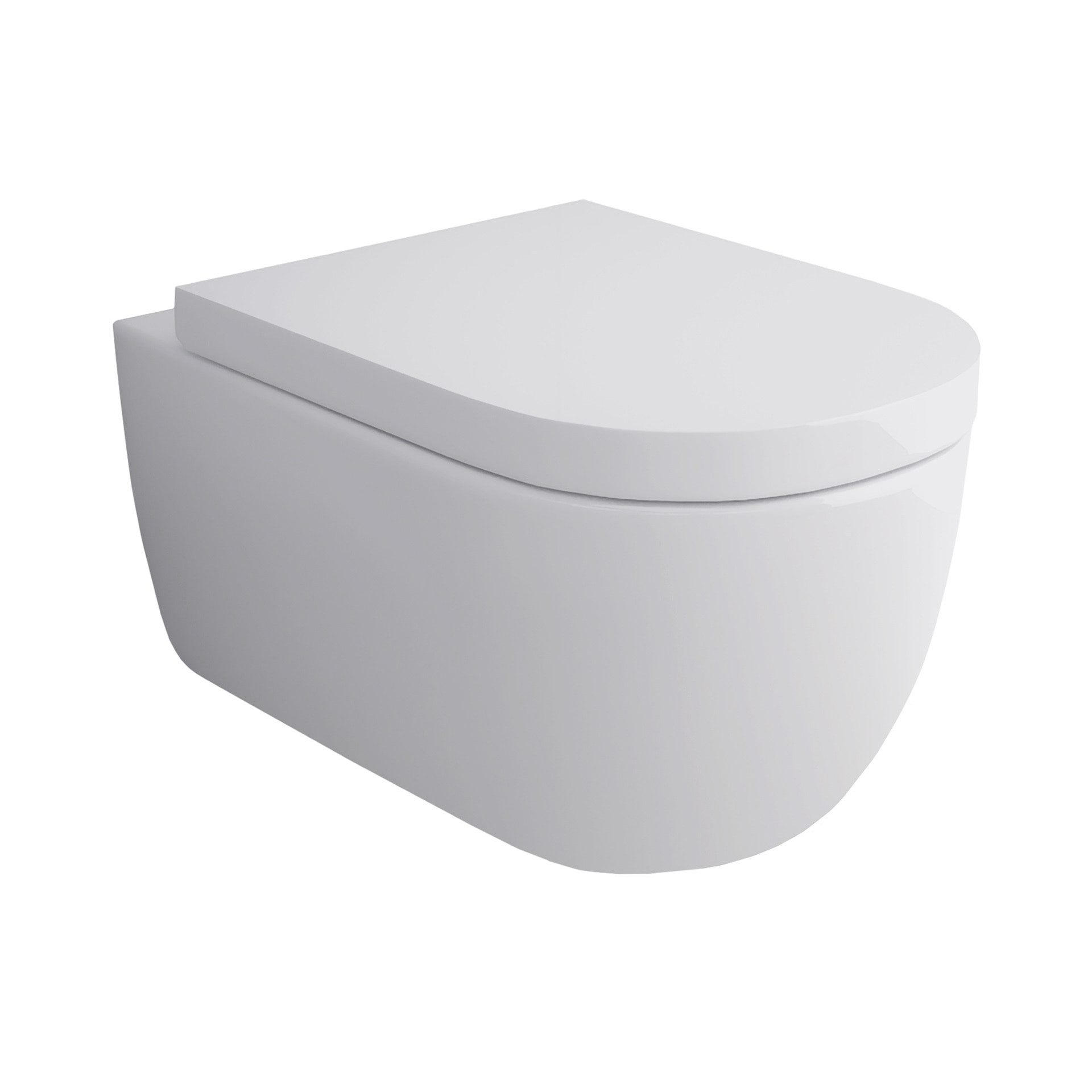 Alpenberger Tiefspül-WC Hänge WC Spülrandlos mit Toilettendeckel D Form - Kloschüssel mit Nano, Wandmontage, Abgang waagerecht, 2-tlg., hygienisches Wand WC ohne Spülrand mit Softclose Sitz - Made in Europa