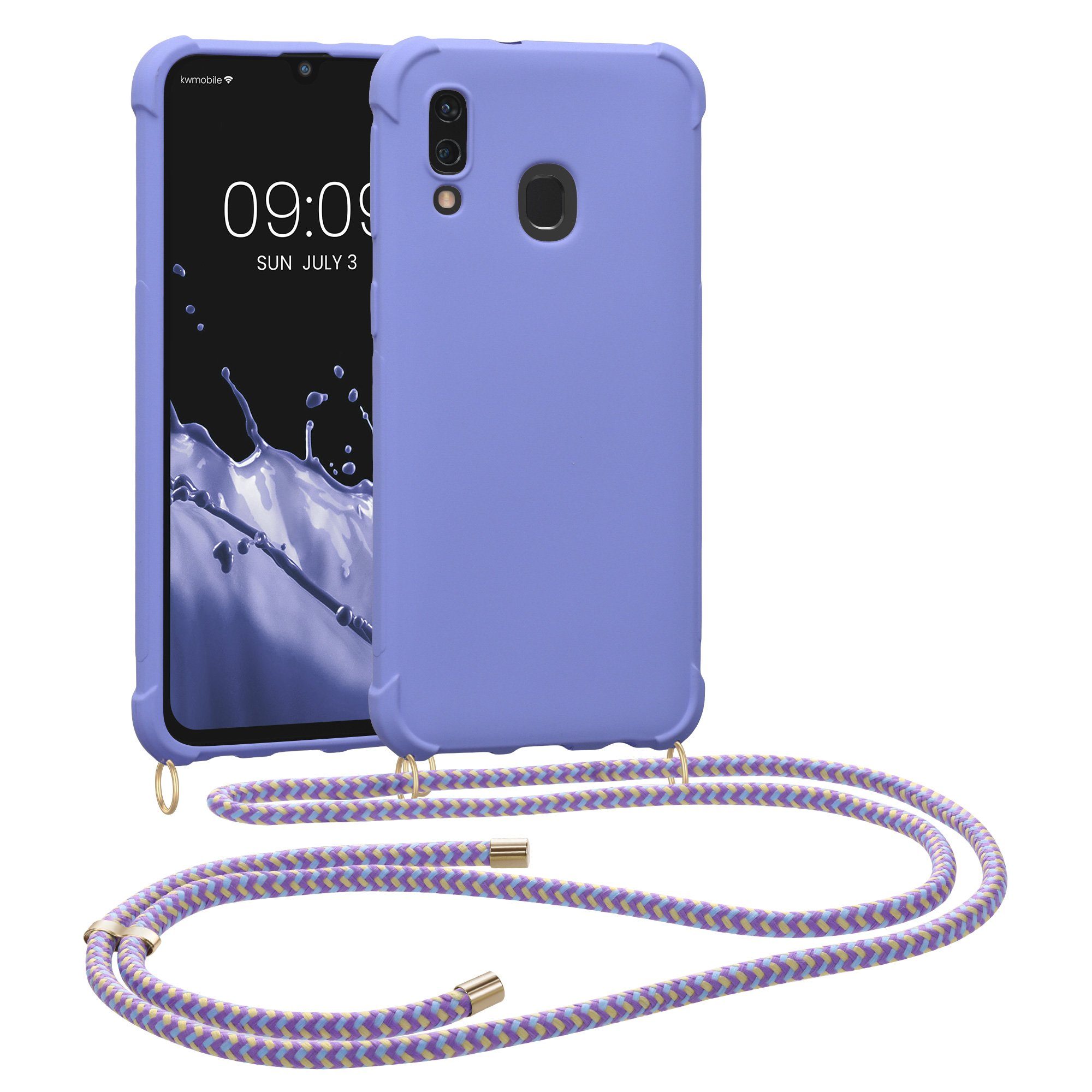 kwmobile Handyhülle Hülle für Samsung Galaxy A40, mit Metall Kette zum Umhängen - Silikon Handy Cover Case Schutzhülle