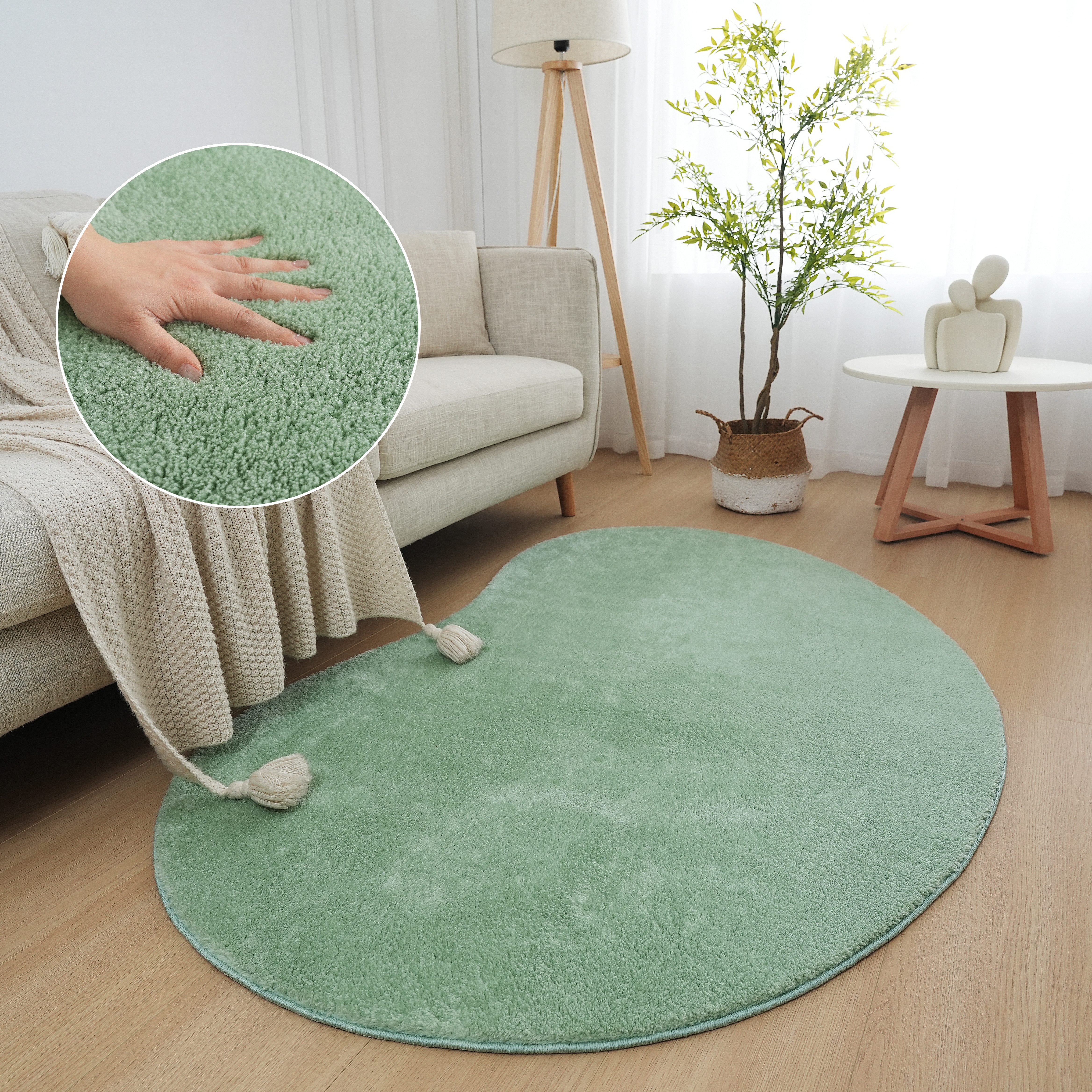 my home Teppich Cali Bean, U-förmig, Höhe: 16 mm, besondere Form, Uni, weic günstig online kaufen