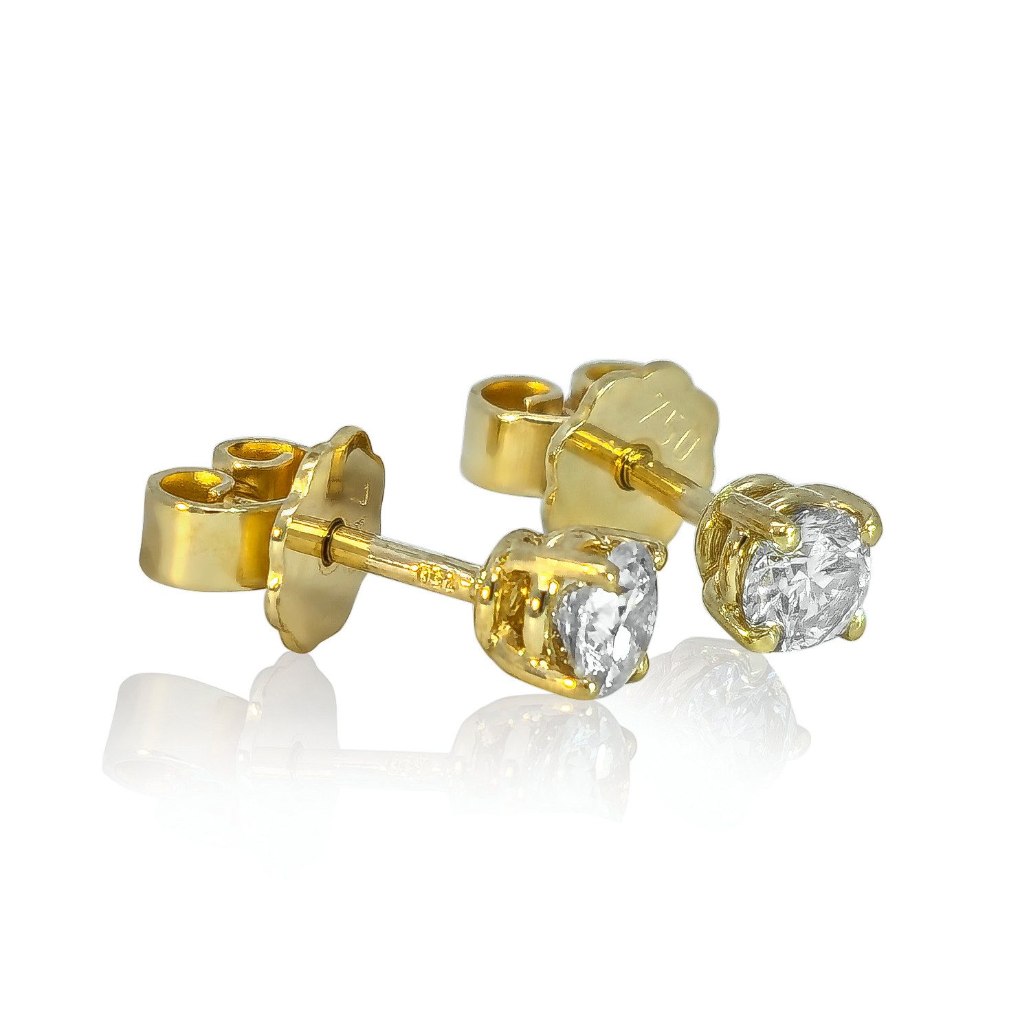 Webgoldschmied Paar Ohrstecker Luxus Diamant-Ohrstecker 750 Gold 0,50 ct F/IF Handgearbeitet, handgearbeitet