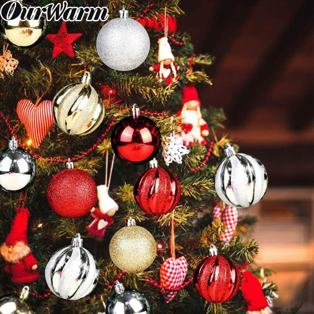 Weihnachtskugeln,wiederverwendbare 26 Stück zggzerg Weihnachtskugeln Weihnachtsbaumkugel Rot Aufhängen