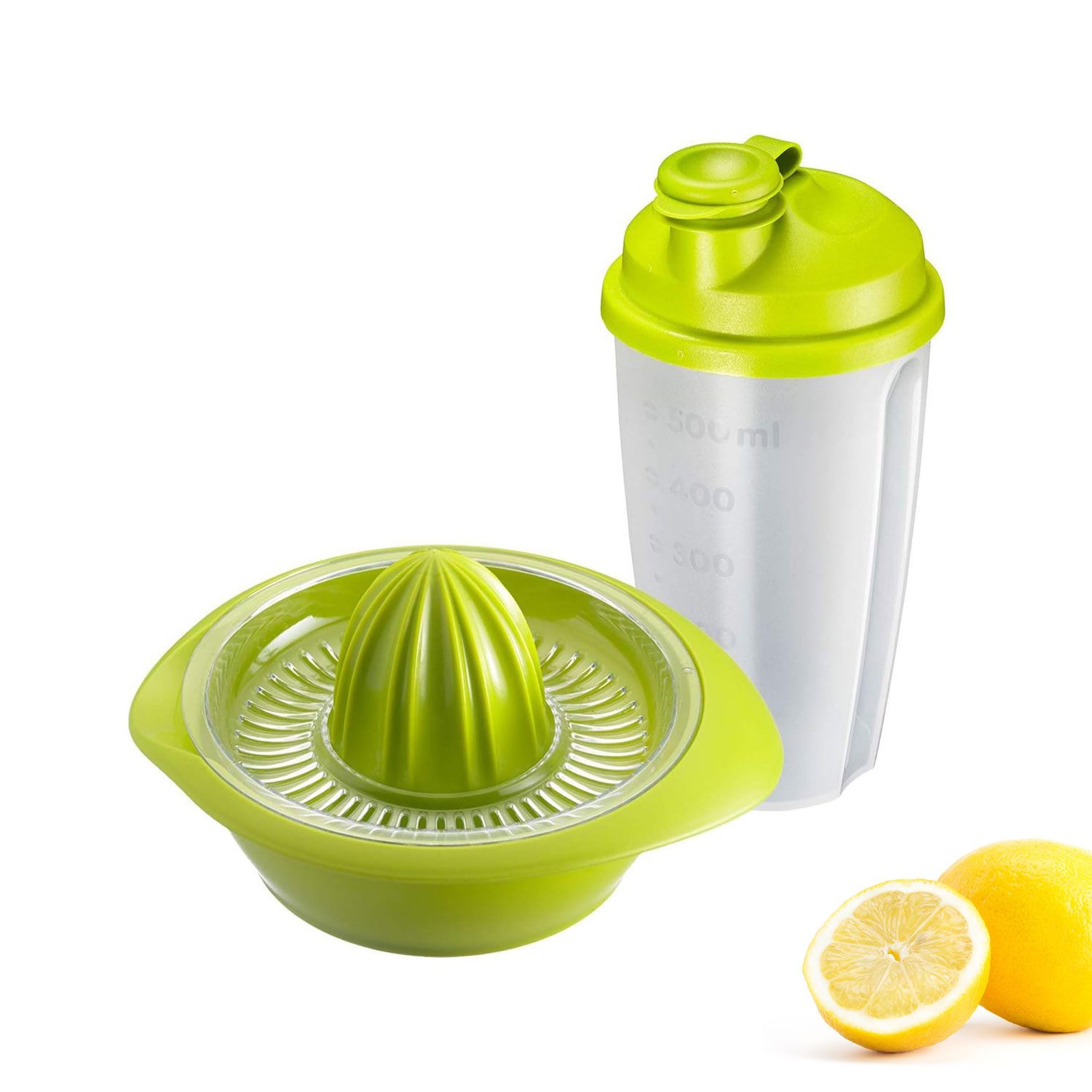WESTMARK Zitruspresse Fitness-Set 2tlg., Zitrus- und Orangenpresse und Dressingshaker, Apfel