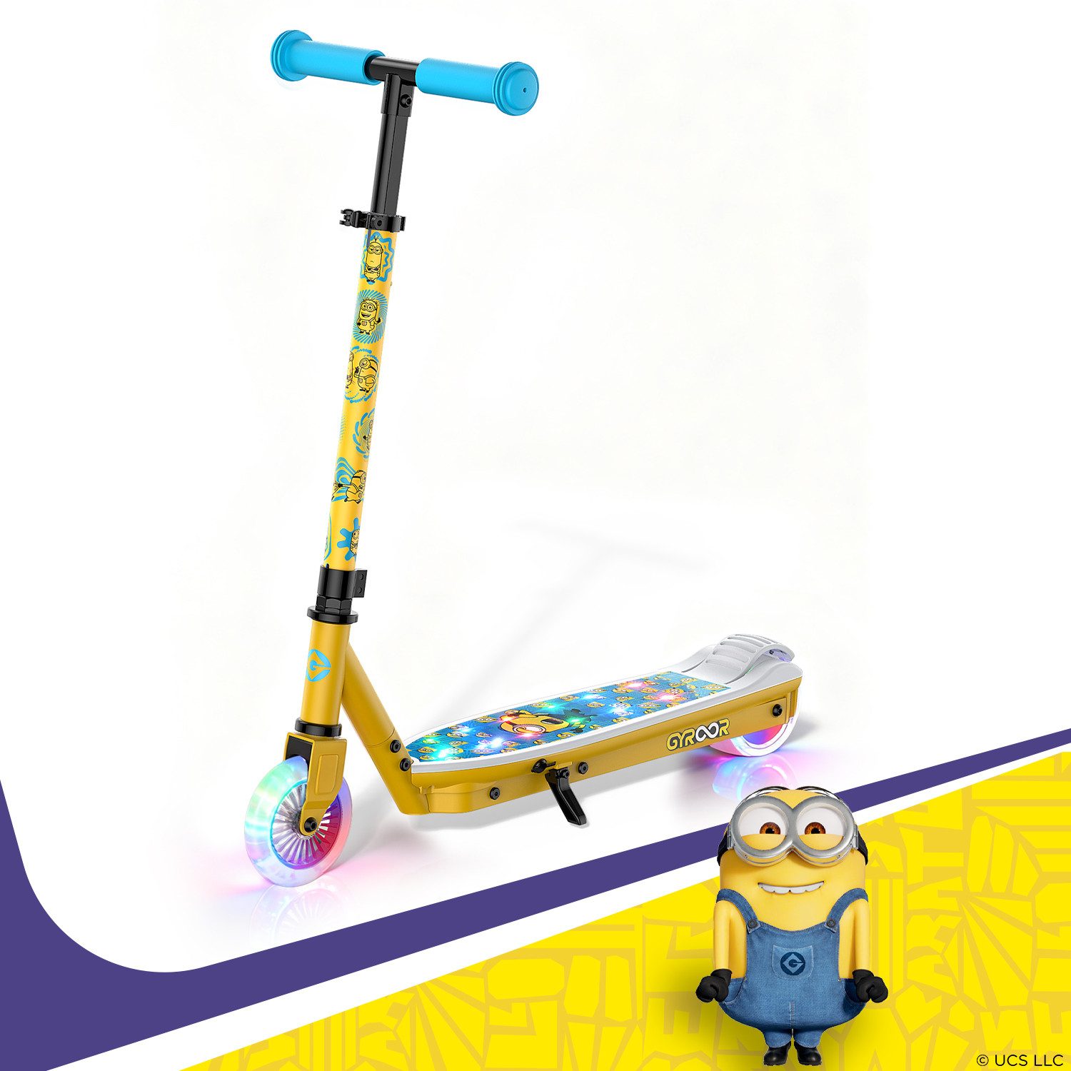 Gyroor E-Scooter 3-8 Jahre – LED-Lichter, Schnellladung, Start per Fußsensor, (1 tlg), Elektro-Kinderroller, Verstellbarer Lenker (75-85cm)