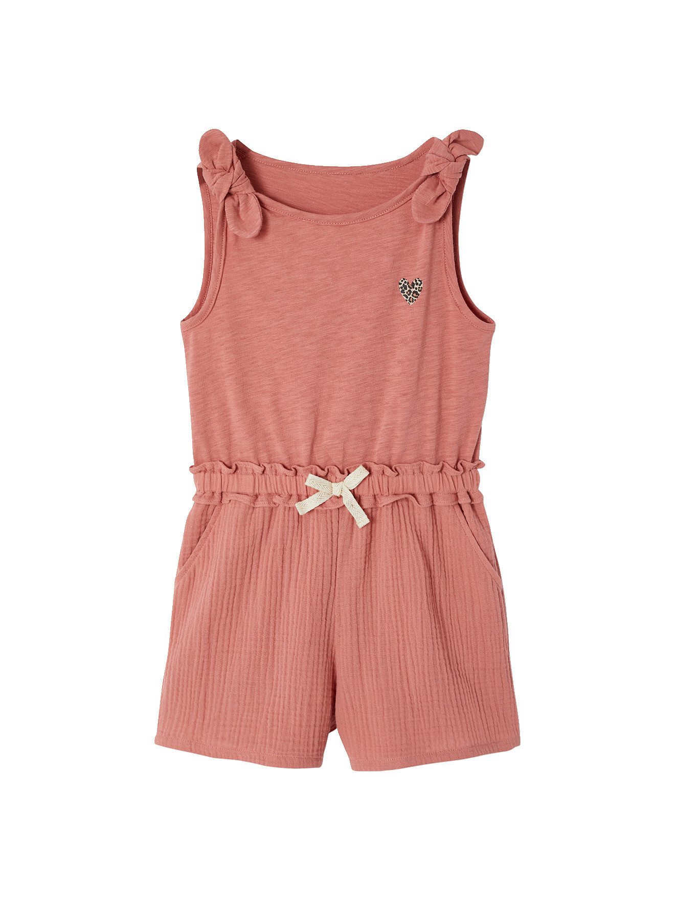 Jumpsuit Kurzer Mädchen Jumpsuit aus Materialmix