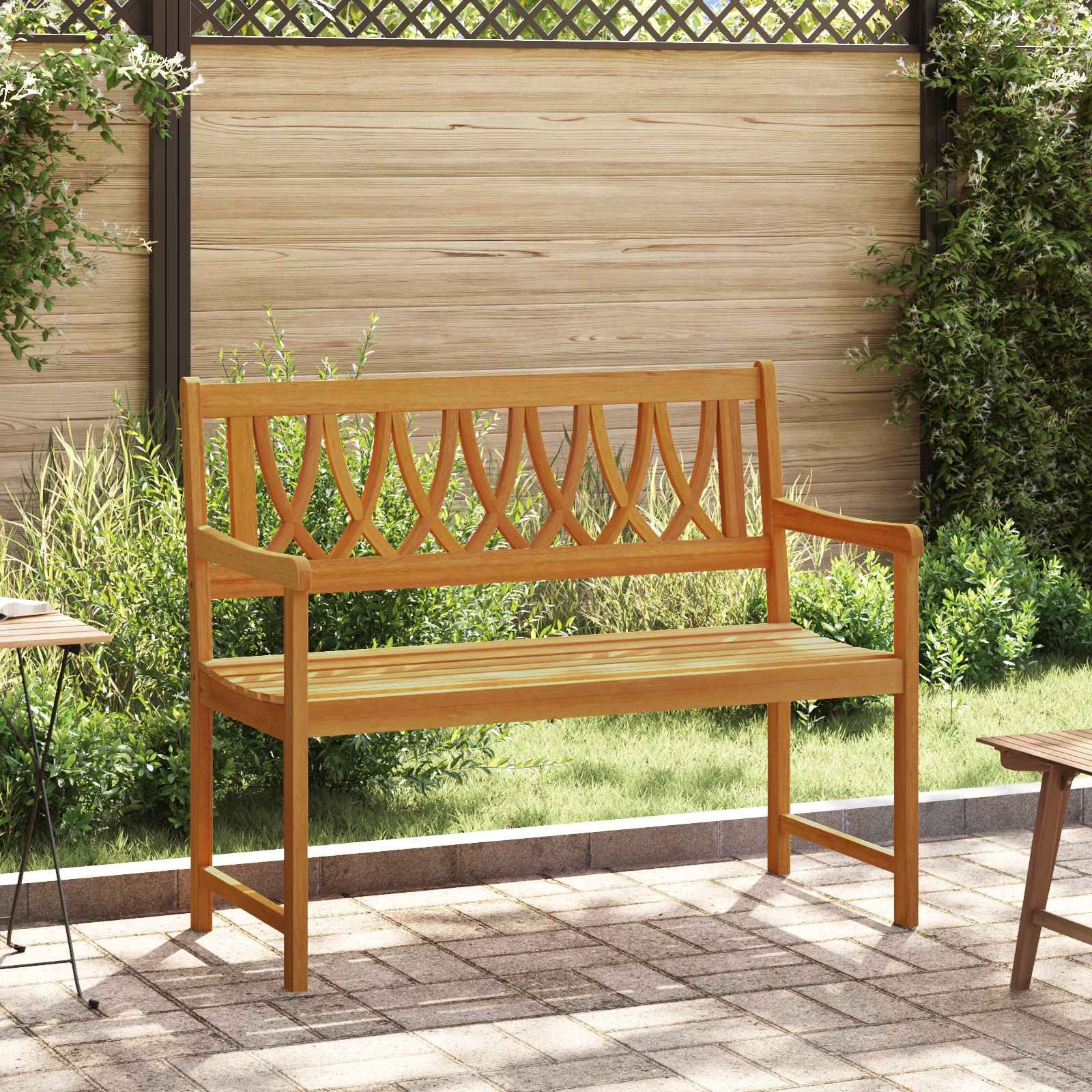 vidaXL Gartenbank Bank Outdoor Natur 110 x 55,5 x 90 cm Massivholz (1-St)