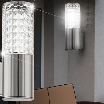 EGLO Außen-Wandleuchte, Leuchtmittel inklusive, Warmweiß, Design 3,7 Watt LED Außen Wand Lampe Edelstahl Glas klar