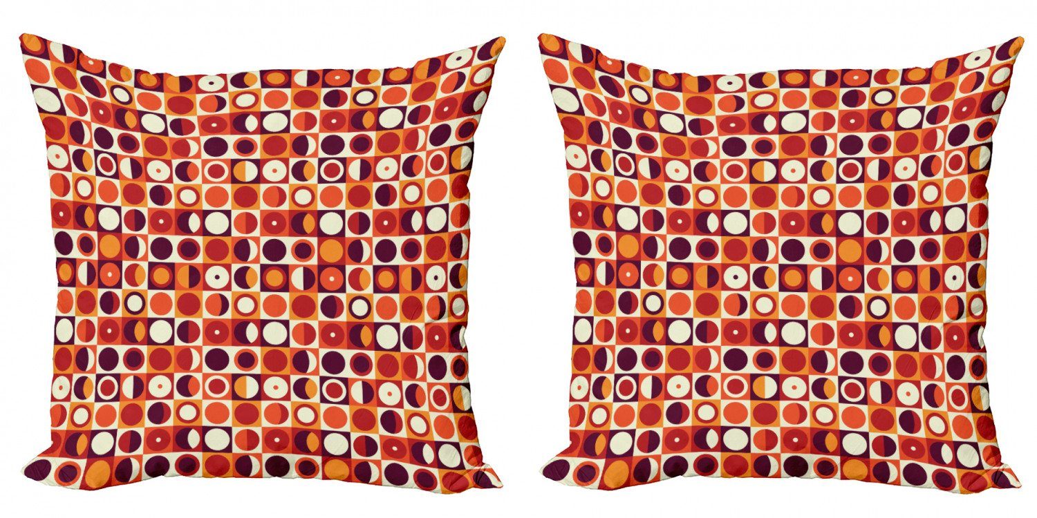 Modern (2 Doppelseitiger Abakuhaus Kissenbezüge Geometrisch Accent Ovals Stück), Style Sixties Digitaldruck,