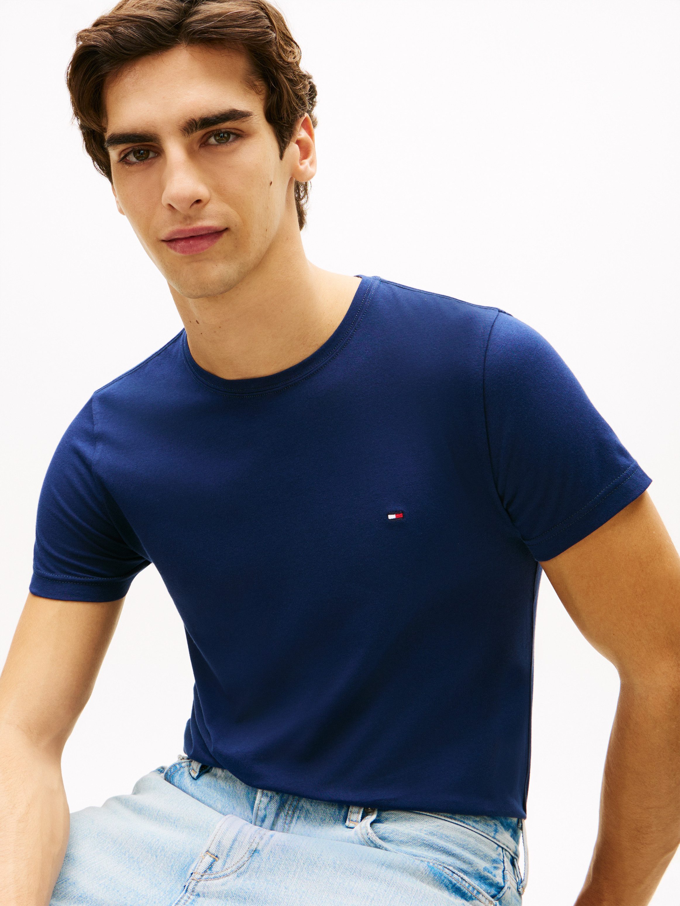 Tommy Hilfiger T-Shirt STRETCH SLIM FIT unifarben, casual, slim fit, Baumwo günstig online kaufen