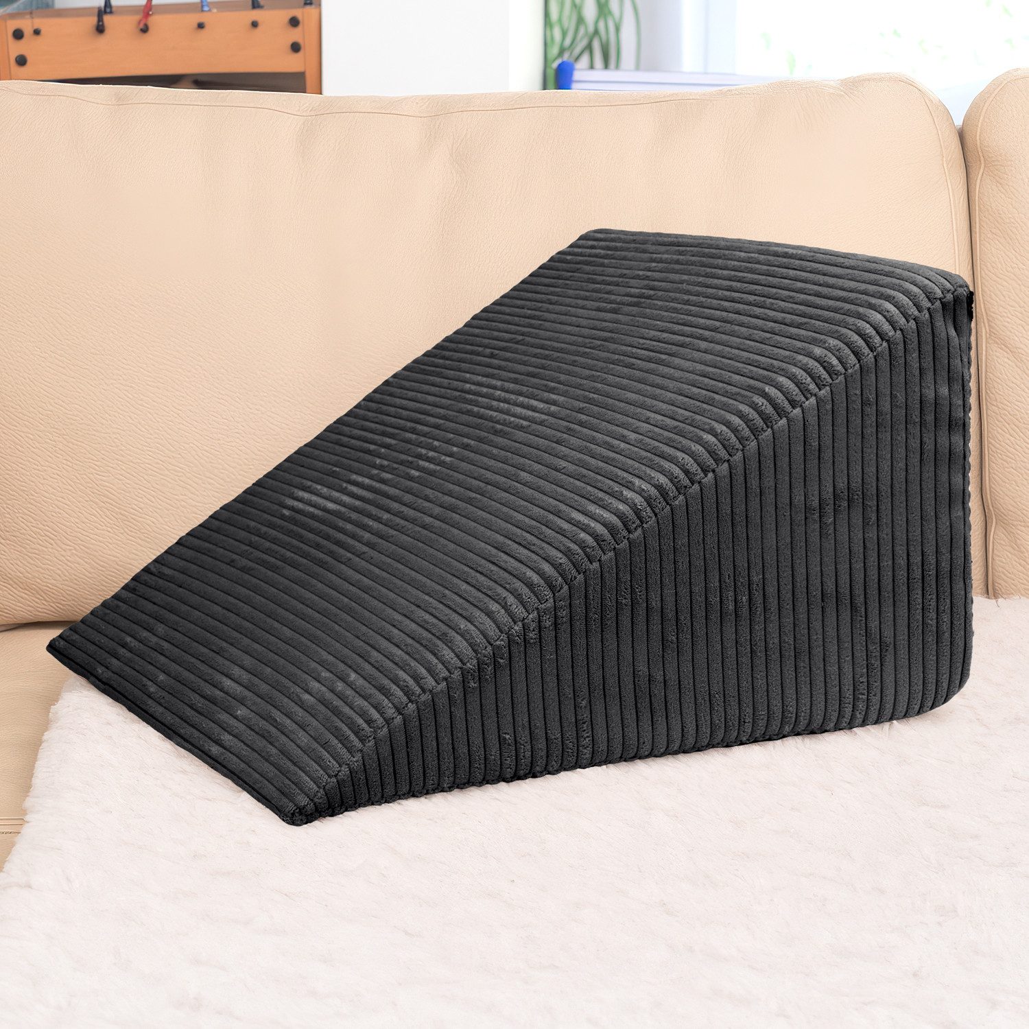 Selfitex Keilkissen Selfitex Breitcord Keilkissen 60x50x30 cm, abnehmbarer Bezug, ergonomische Form, bequemes Rückenkissen mit stabilem Schaumstoff - Made in Germany