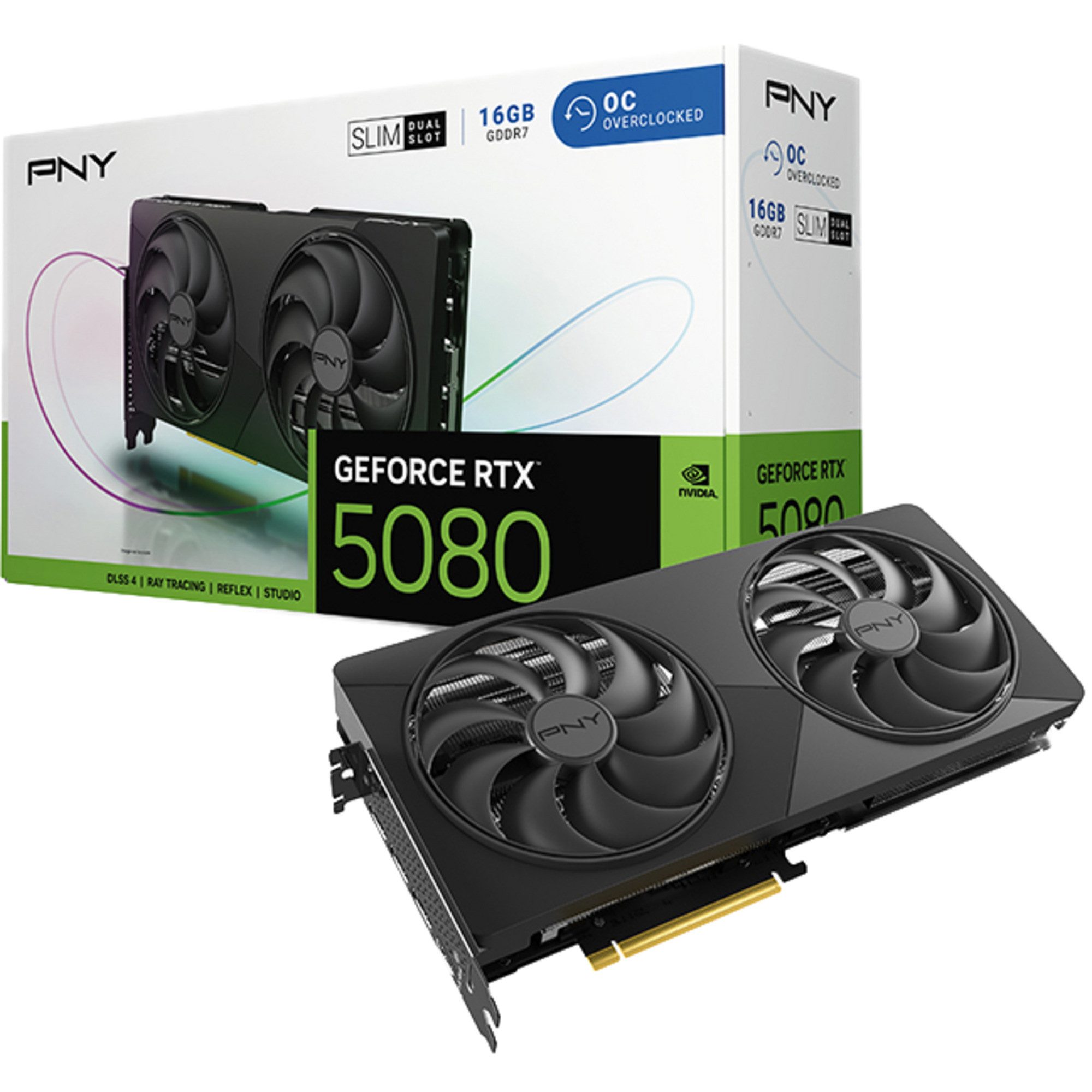 PNY PNY GeForce RTX 5080 Slim OC, Grafikkarte, (DLSS Grafikkarte (16 GB)