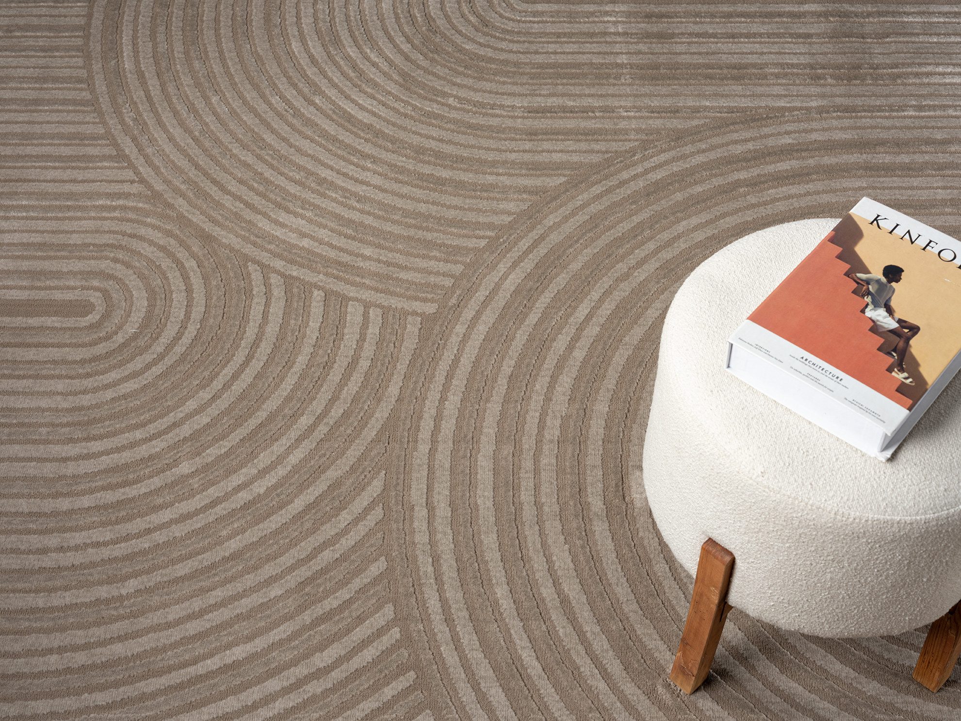 Vimoda Designteppich Wohnzimmer mit Kreis-Hochtiefmuster, Rechteck, kurzflor Teppich für Schlafzimmer, Wellenoptik, Boho Skandi – Bild 3 von 5