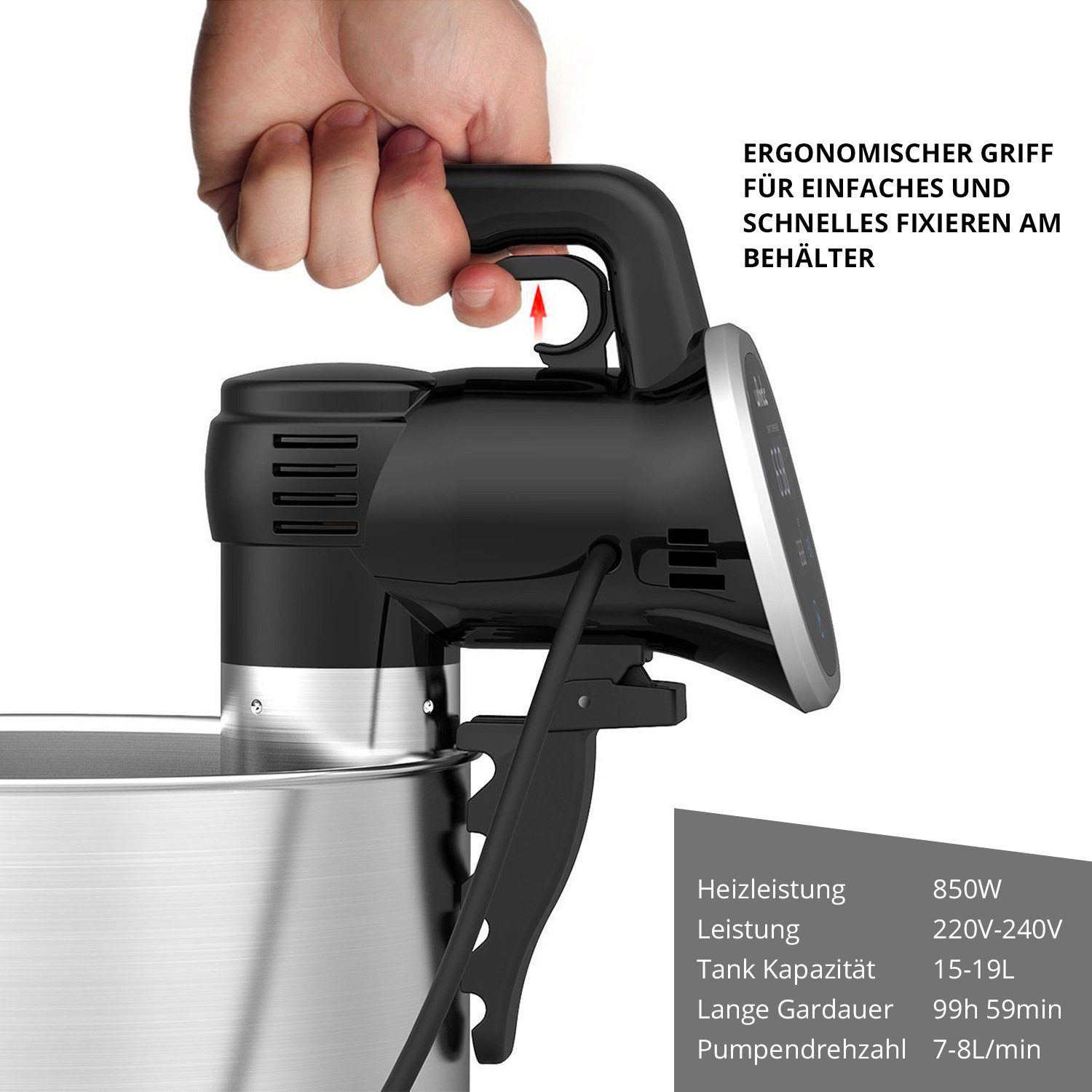 LA VAGUE Sous-Vide Stick SOUS-CHEF Sous Vide Stick Präzisionskocher, (CH, Sous Vide Stick Präzisionskocher, (CH Stecker)