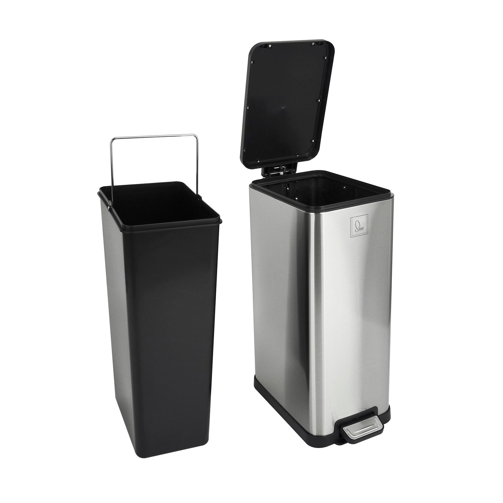SVITA Mülleimer STM18, Treteimer, 18L, Inneneimer, Edelstahl, Silber