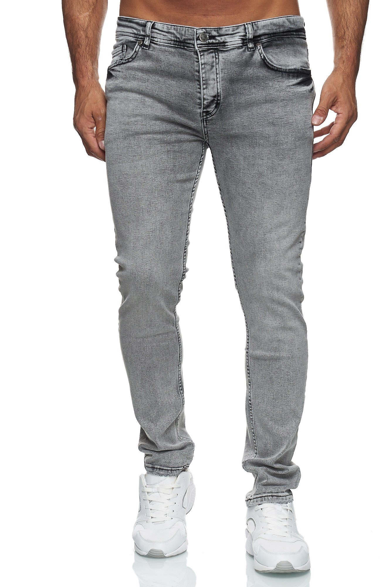 Reslad Stretch-Jeans Reslad Jeans Herren Slim Fit Basic Herren-Hose Jeanshose Männer Jeans Stretch Denim Jeans-Hose Slim Fit grau