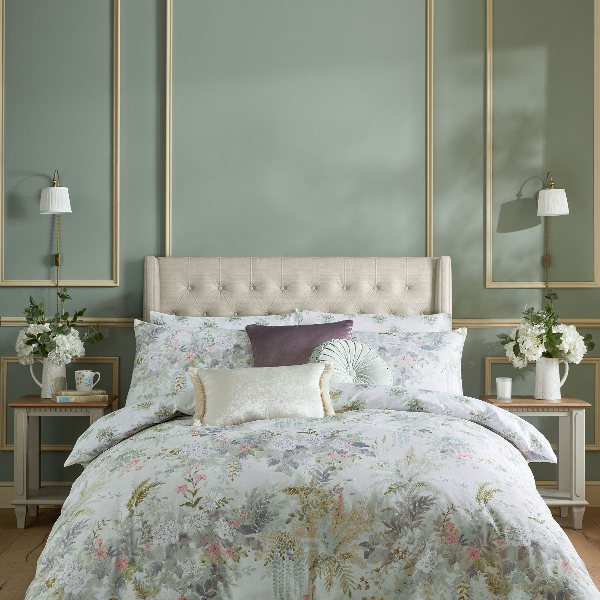 LAURA ASHLEY Wendebettwäsche Linlithgow, Satin, 3 teilig, mit floralem Muster, inkl 2 Kissenbezüge