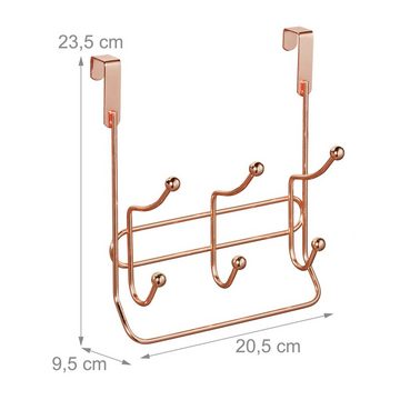 relaxdays Türgarderobe 4 x Türgarderobe 3 Doppelhaken kupfer