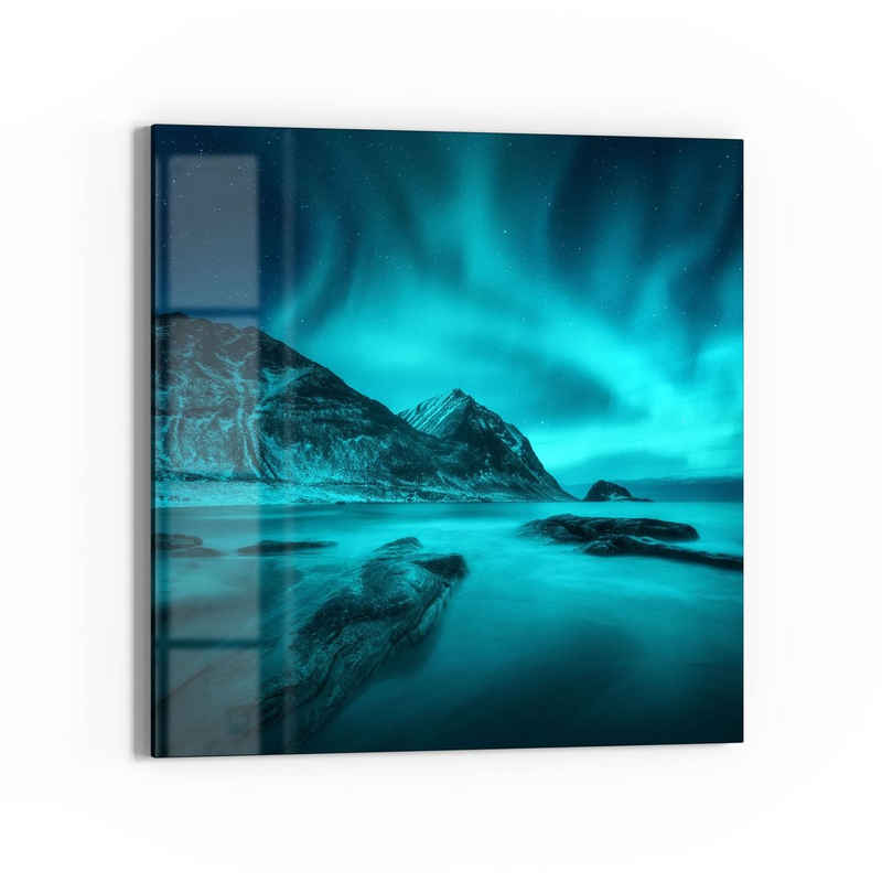 DEQORI Glasbild 'Polarlichter in Norwegen', 'Polarlichter in Norwegen', Glas Wandbild Bild schwebend modern