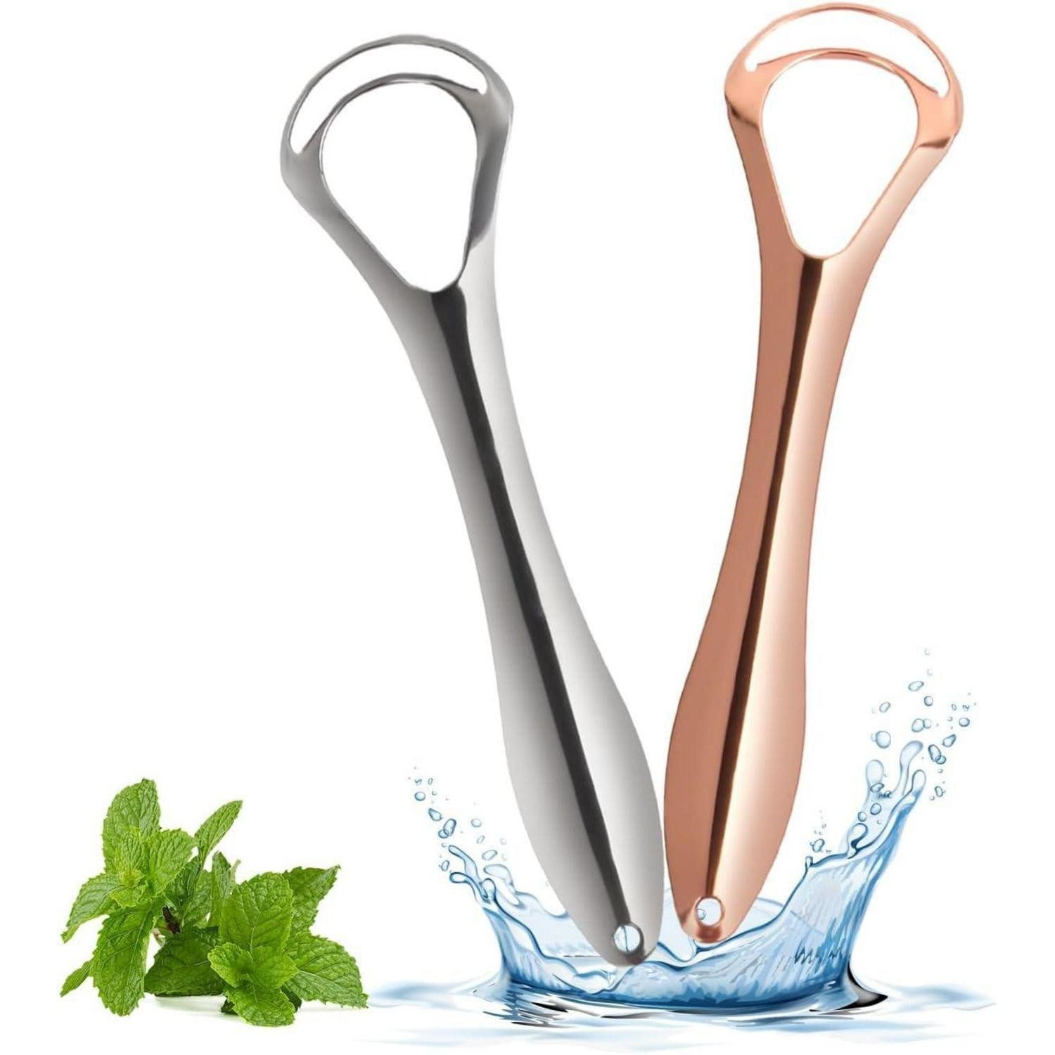 LuxusKollektion Zungenreinigeraufsatz Zungenschaber Edelstahl Set Zungenreiniger Zungenputzer Mundhygiene