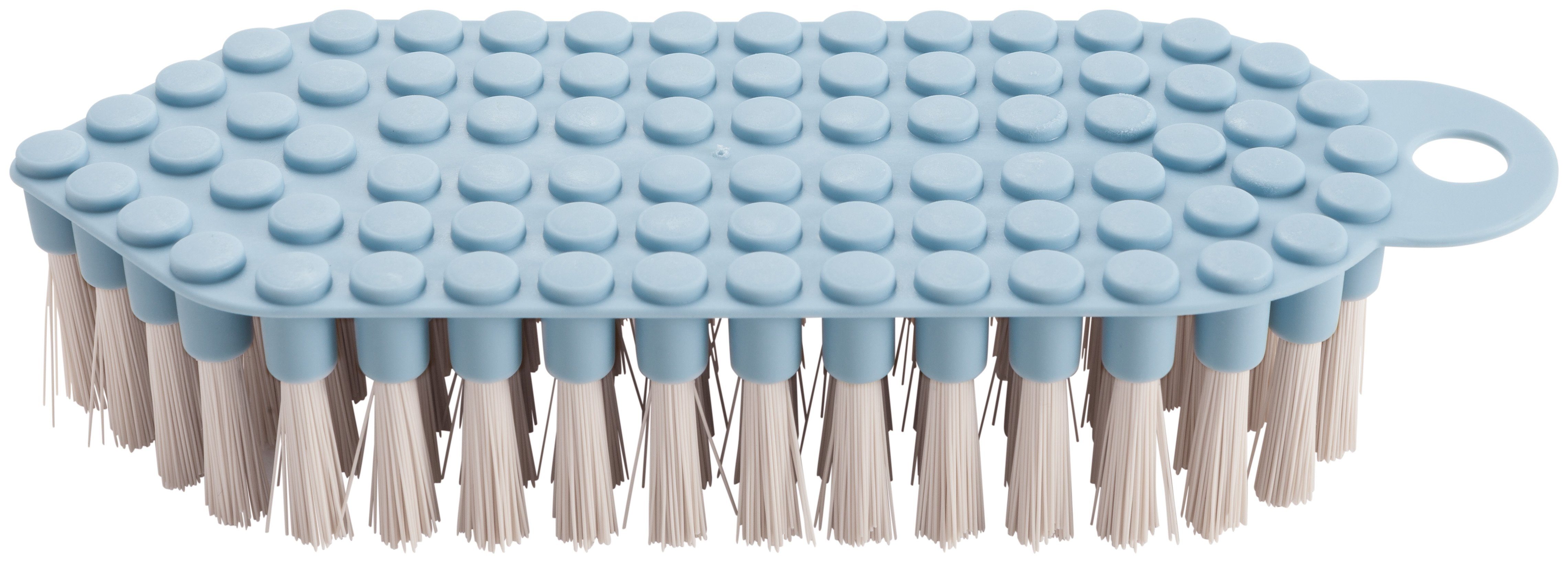 haug bürsten Reinigungsbürste 60378, flexible Scheuerbürste mit harten Borsten, soft blau, mit Rundungen und Kanten, aus PP – Made in Germany