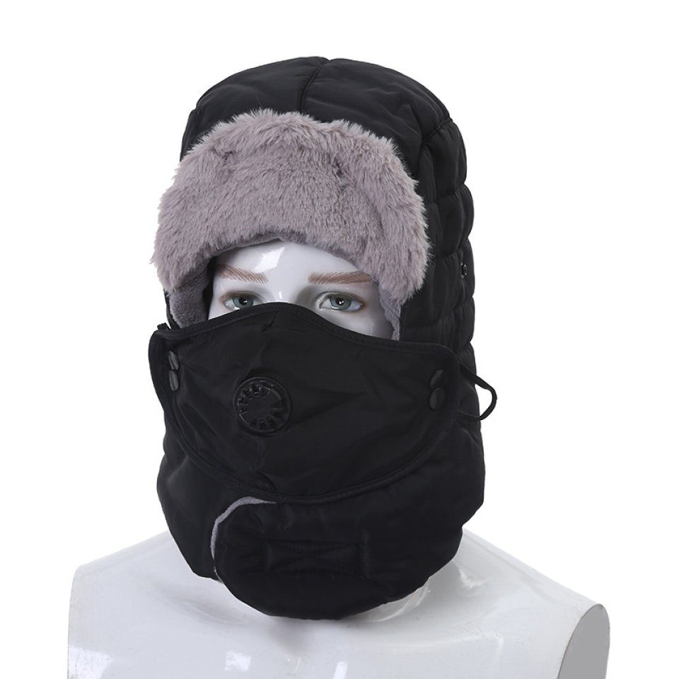 Blusmart Fleecemütze Wintermütze schwarz Atemventil Dreiteiliges Schutzbrille keine Gesichtsschutzbrille Mit Warm Set