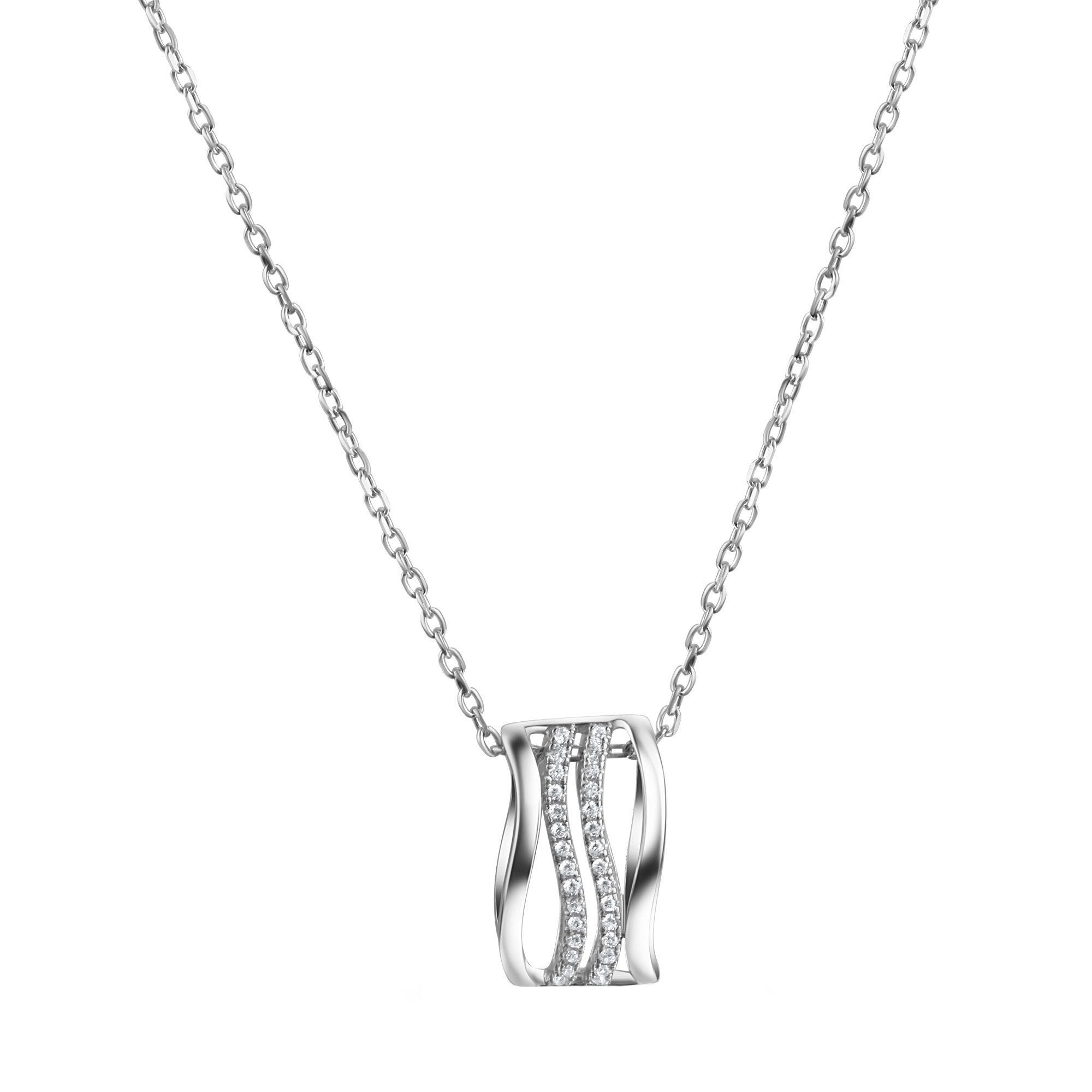 Kette mit Anhänger 925 Sterling Silber rhodiniert 30 Zirkonia