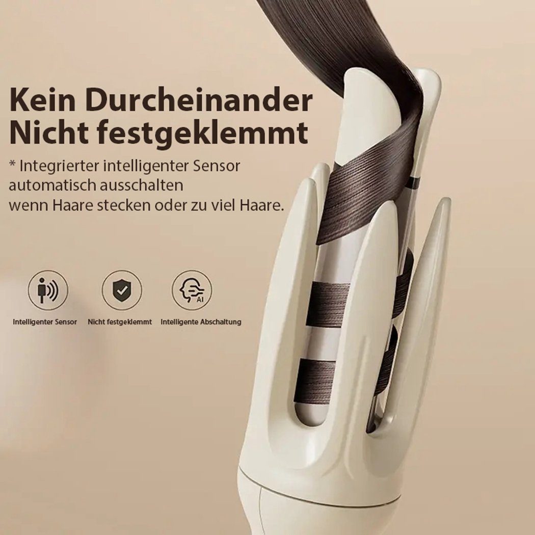 TUABUR Cremiges Lockendreher Lockenstab, Gelb 28-mm-Lockenstab, 4 Automatischer Einstellmodi