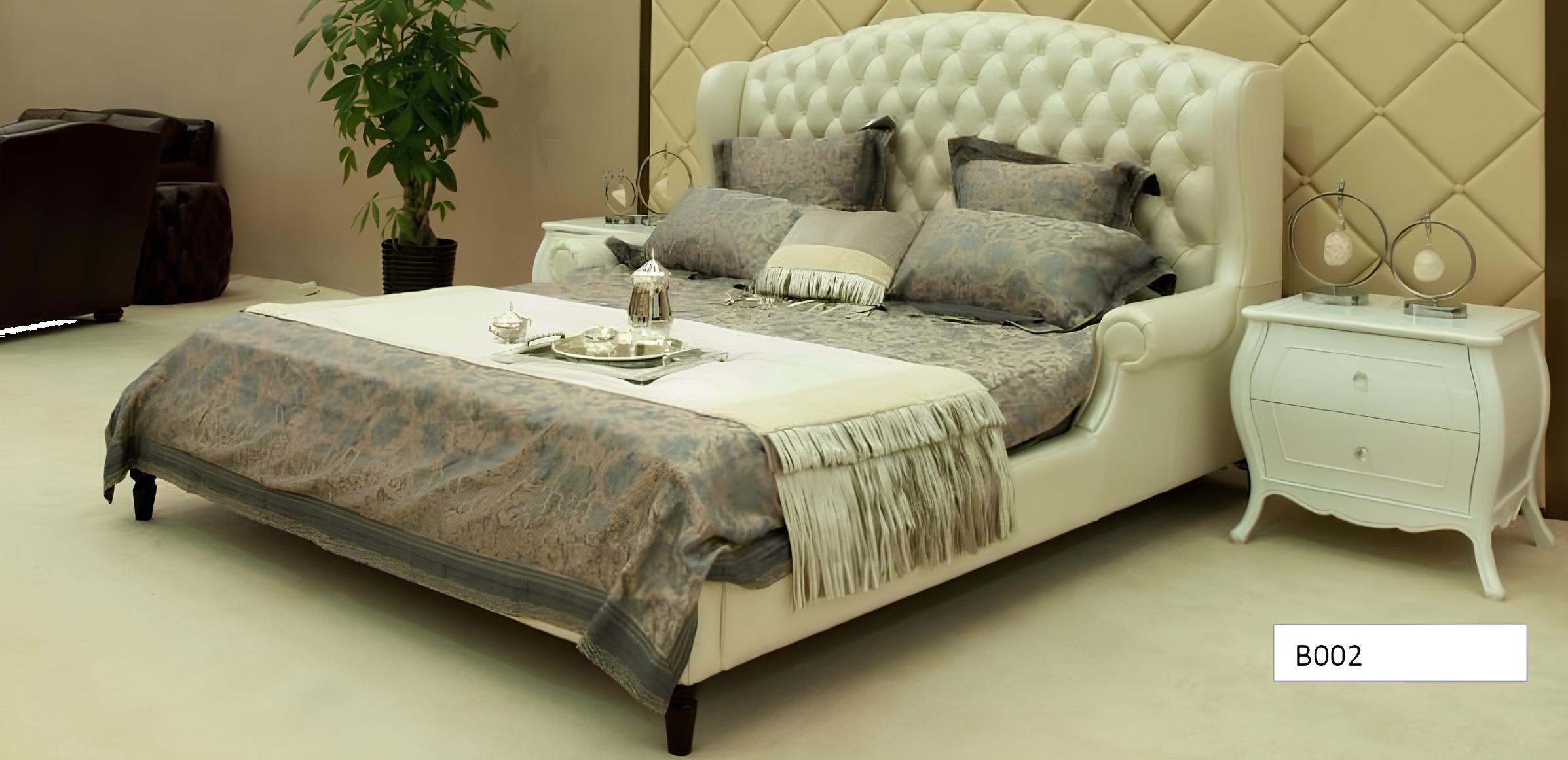 JVmoebel Bett Designerbett Polsterbett Ehebett Lederbett Doppelbett XXL Bett Betten (BETT MODELL " NO.B002), Made in Europa
