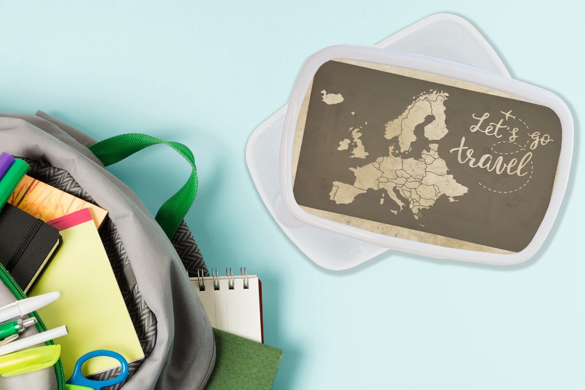 Vintage, Kinder und Zitat Mädchen Karte (2-tlg), - MuchoWow Brotdose, Lunchbox - weiß und für für Brotbox Erwachsene, Europa Kunststoff, Jungs