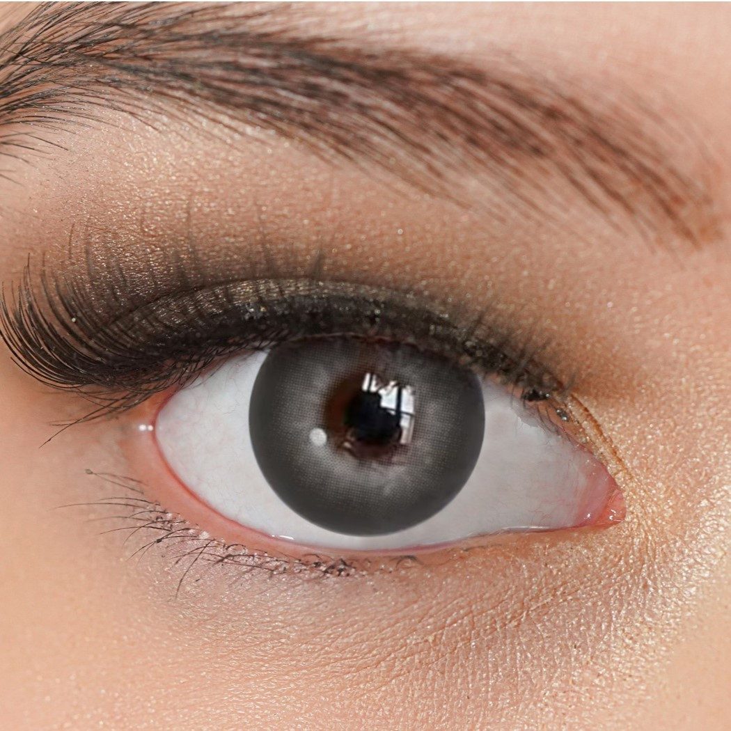 Charmiga Jahreslinsen Farbige Kontaktlinsen Dunkel Grau, Farblinsen ohne Stärke, Moon Gray