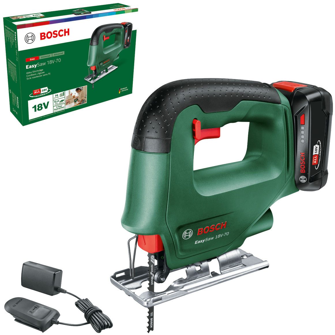 Bosch Home & Garden Akku-Stichsäge EasySaw 18V-70, Inkl. Akku 2 Ah und Lade günstig online kaufen