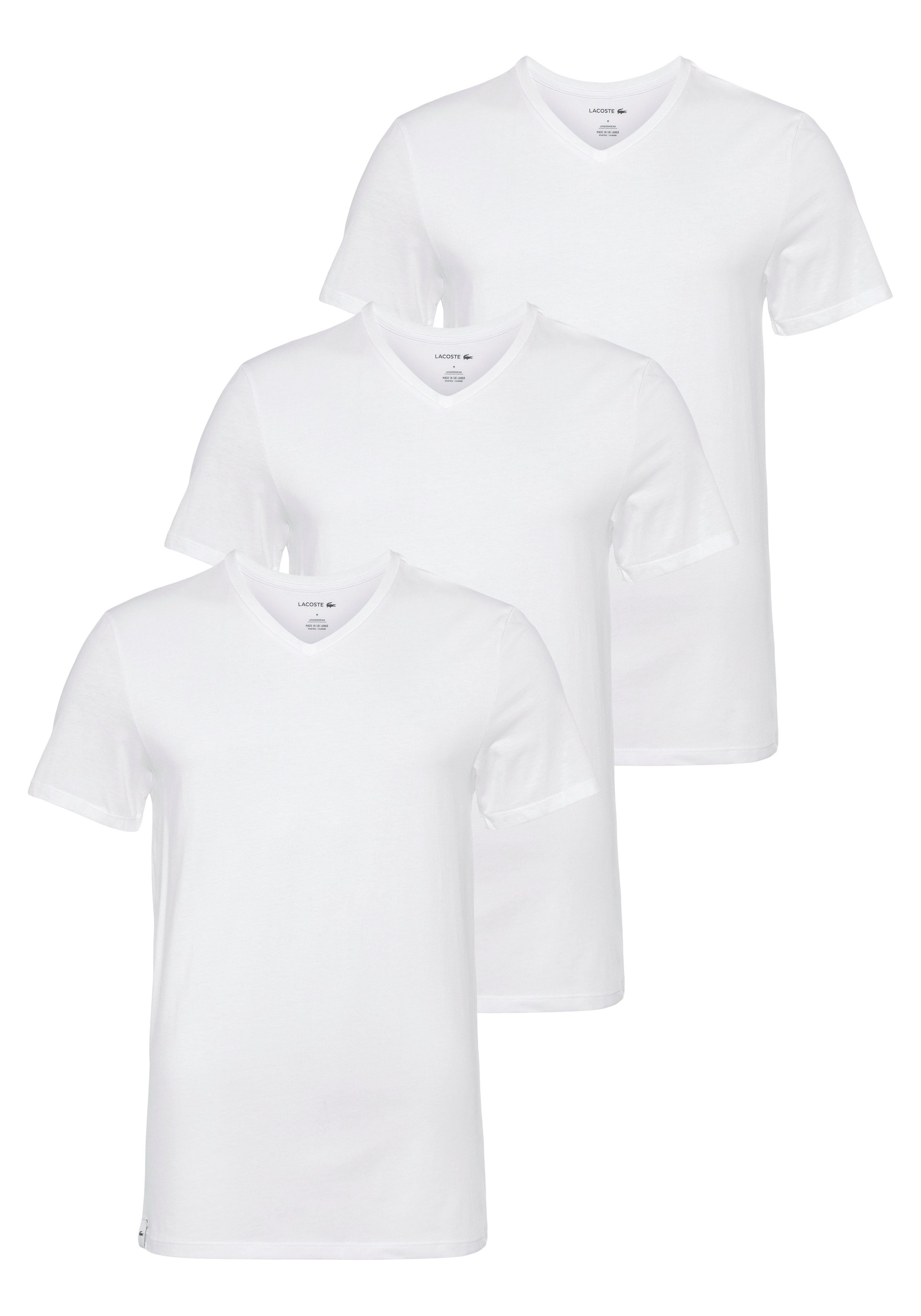 Lacoste V-Shirt (Packung, 3er-Pack) im unifarbenen Look weiß