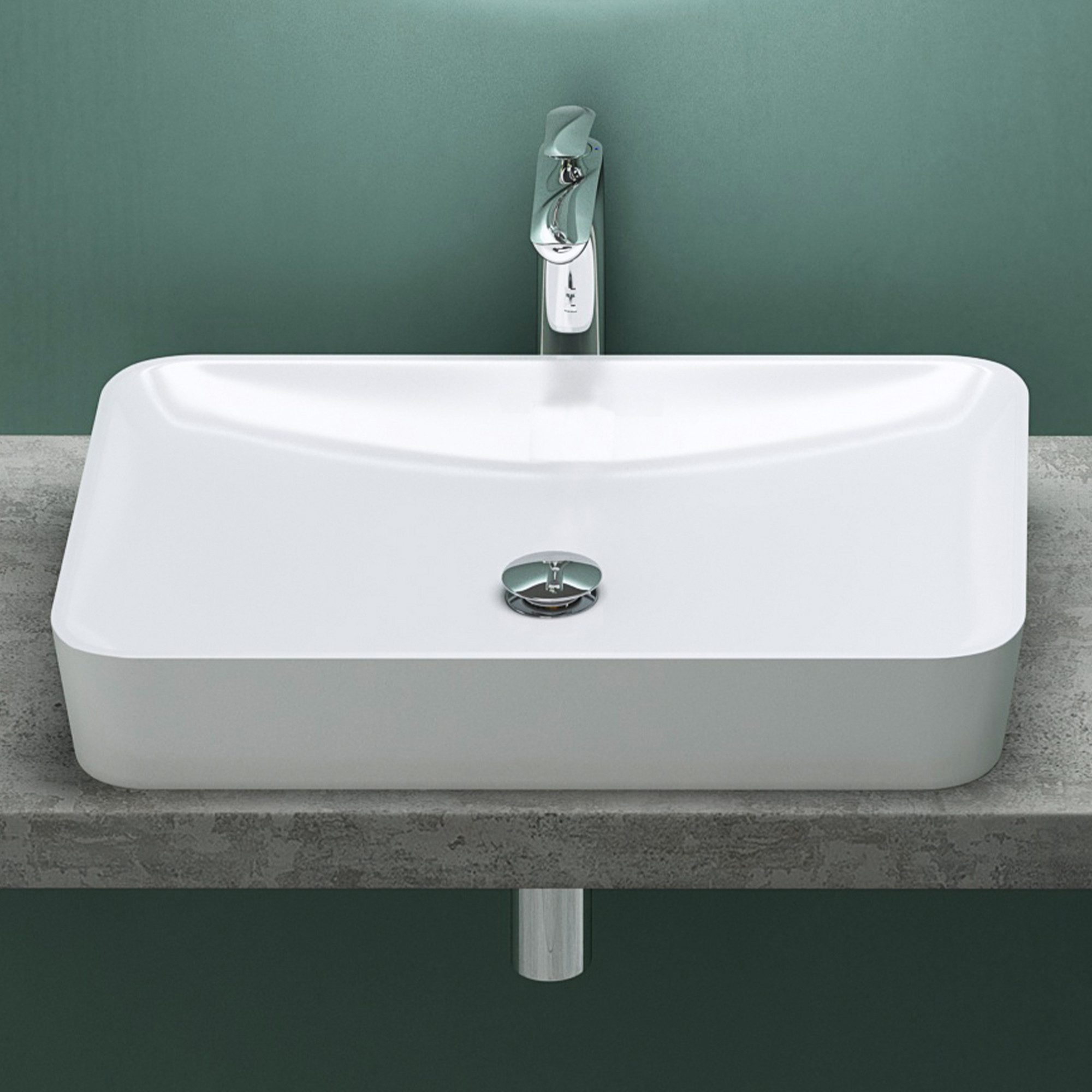 Mai & Mai Aufsatzwaschbecken Waschbecken mineralguss Aufsatzwaschbecken eckig Waschtisch