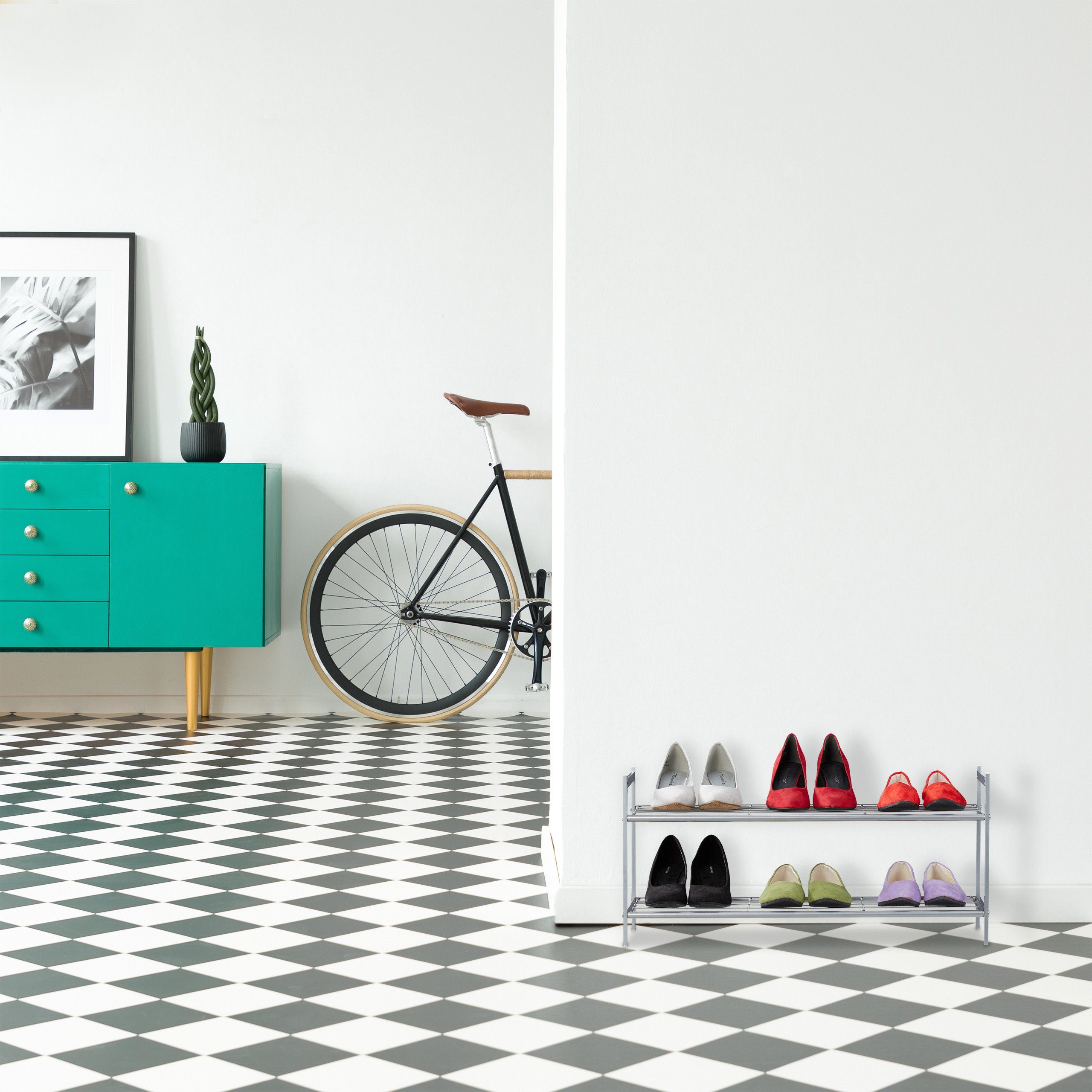 relaxdays Schuhregal mit 2 Ebene, silber günstig online kaufen