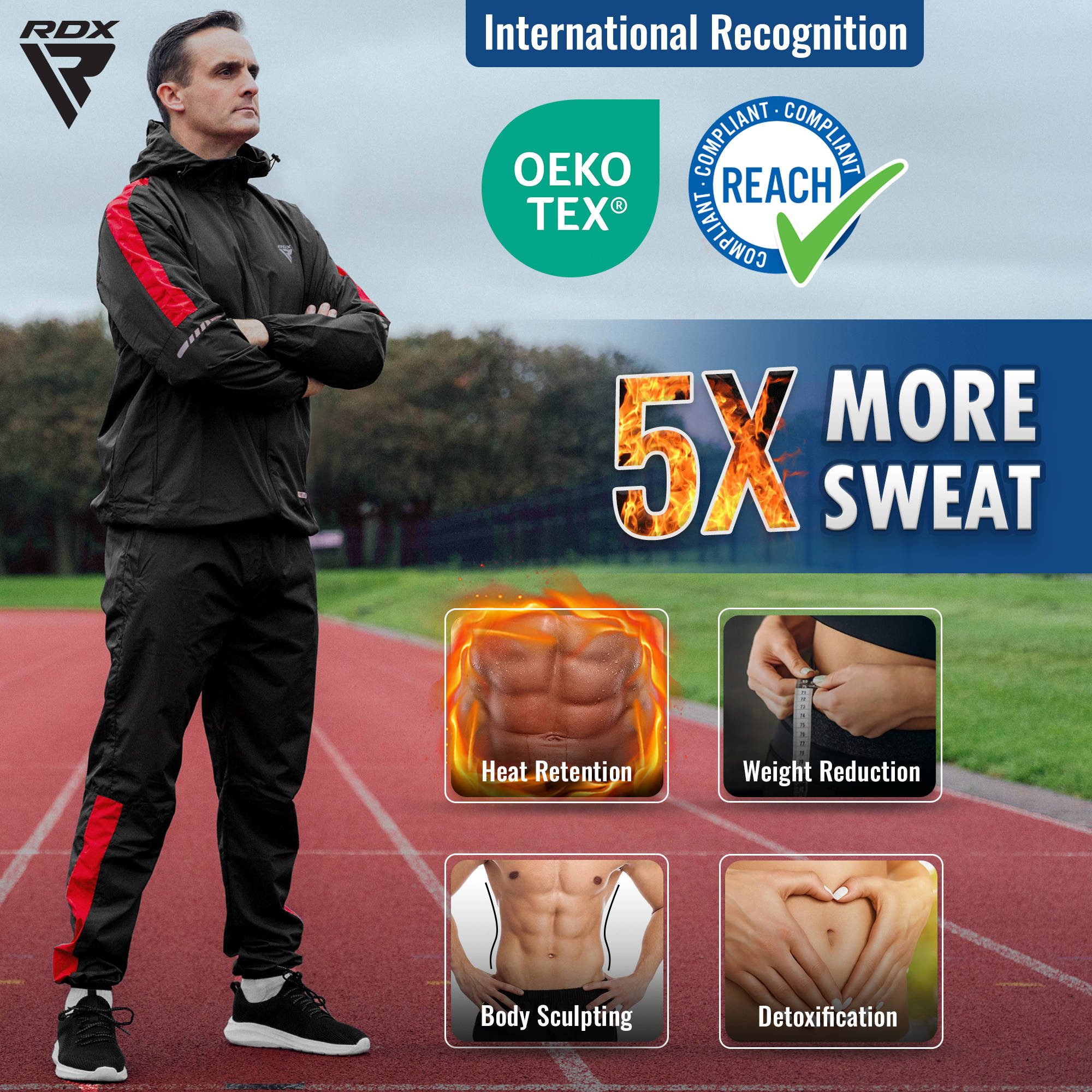 RDX Thermohemd RDX Sweat Suit for Weight Loss, Sauna Suit Reach Hooded Suit