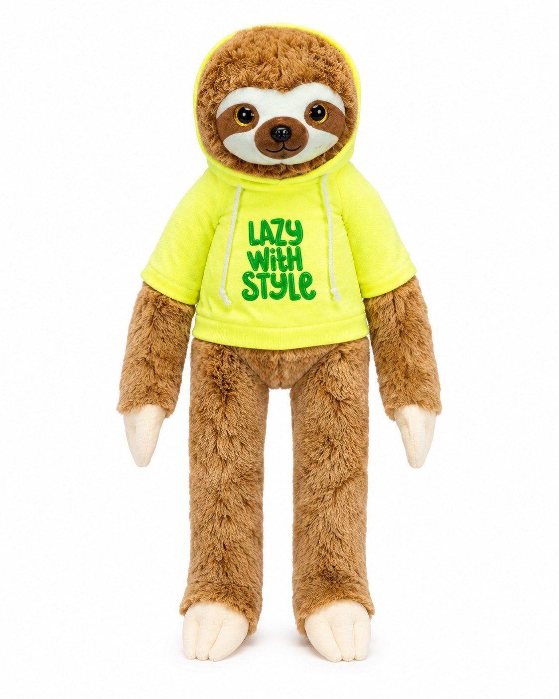 soma Kuscheltier Faultier Kuscheltier XXL 85 cm Plüschtier Plush Stofftier Lazy Gelb (Set, 1-St., Geschenk-Set), Riesiges Faultier mit blauem „Chill“-Hoodie zum Kuscheln & Verschenken
