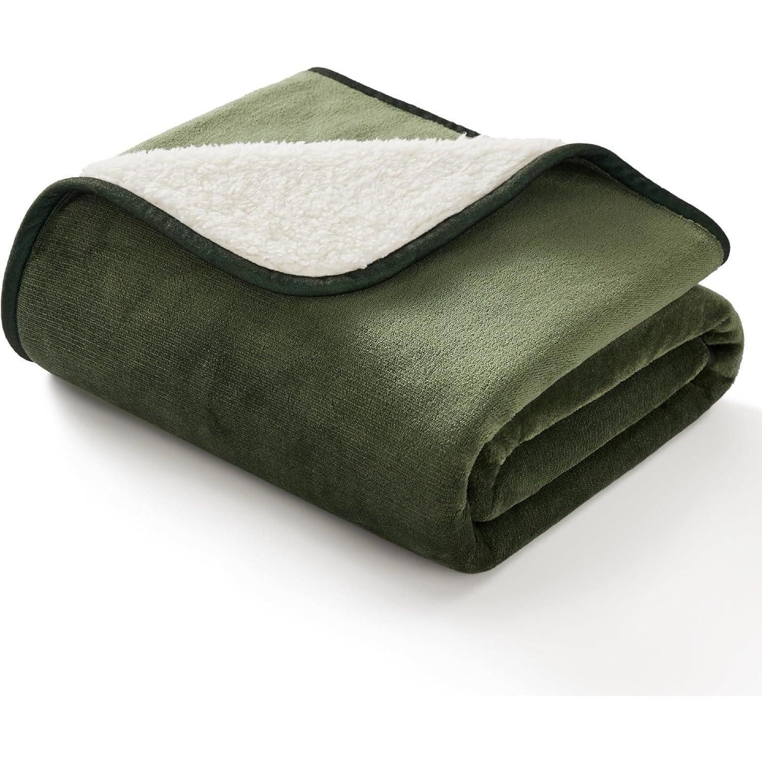 LuxusKollektion Tierdecke Hundedecke wasserdicht Sherpa Fleece Olivgrün S