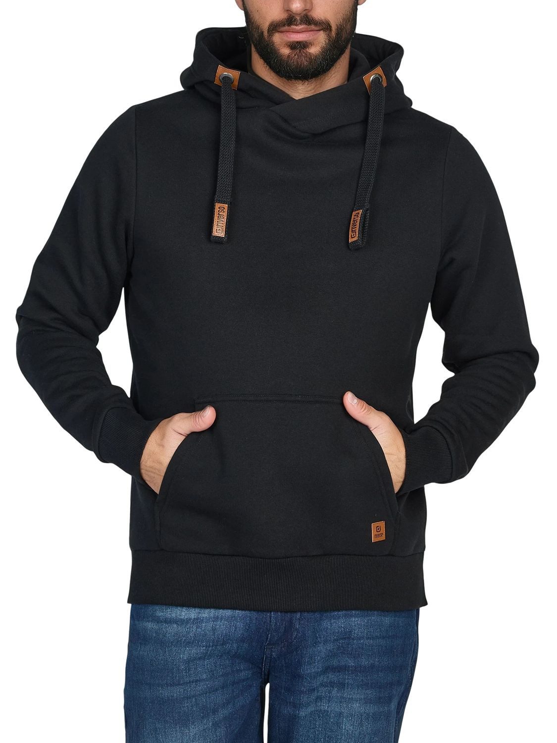 riverso Kapuzenpullover Herren Hoodie RIVNiklas Regular Fit Longsleeve Sweatshirt mit Cross-Over-Kragen und Kängurutasche