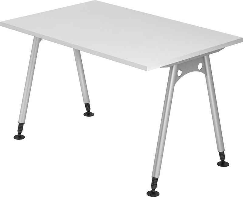 bümö Schreibtisch Serie-A - Arbeitshöhe: höhenverstellbar, Rechteck: 120 x 80 cm - Dekor: Weiß