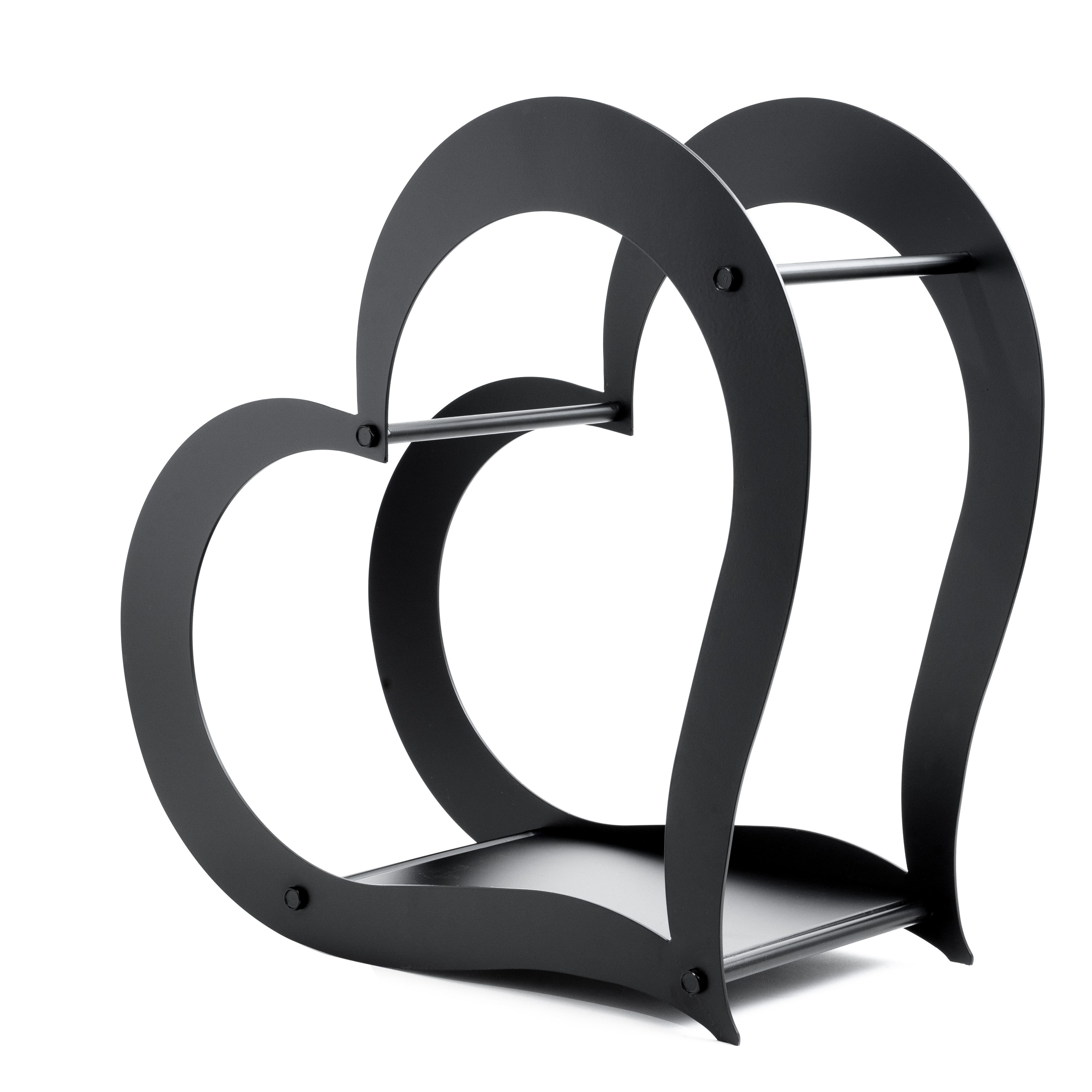 NEUSTEIN Kaminholzregal Kaminholzregal Herz 55x55x24,5cm metall schwarz stabil