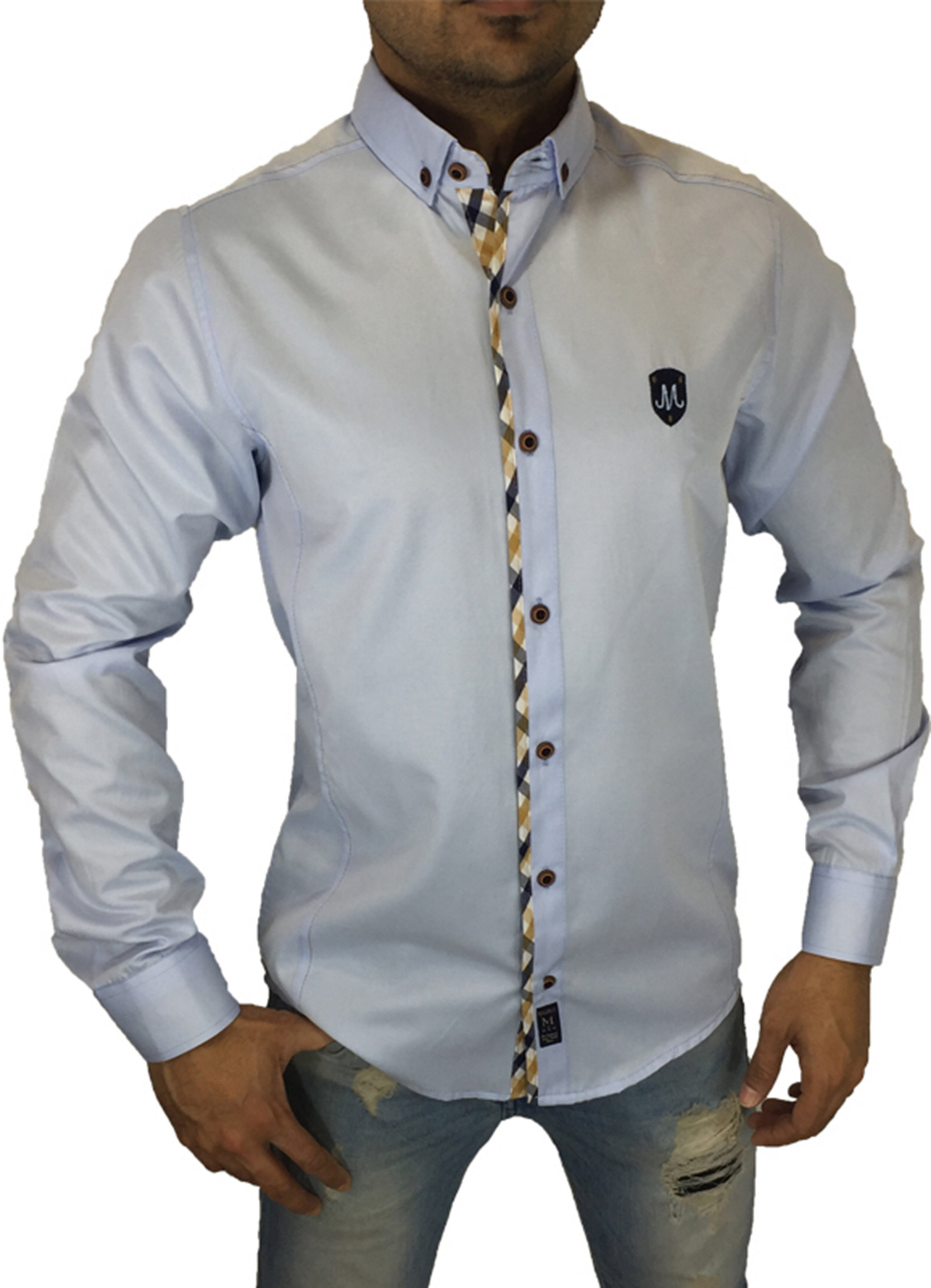 Langarmhemd Patches Kariert Hemd Button Down Outdoor Casual Style