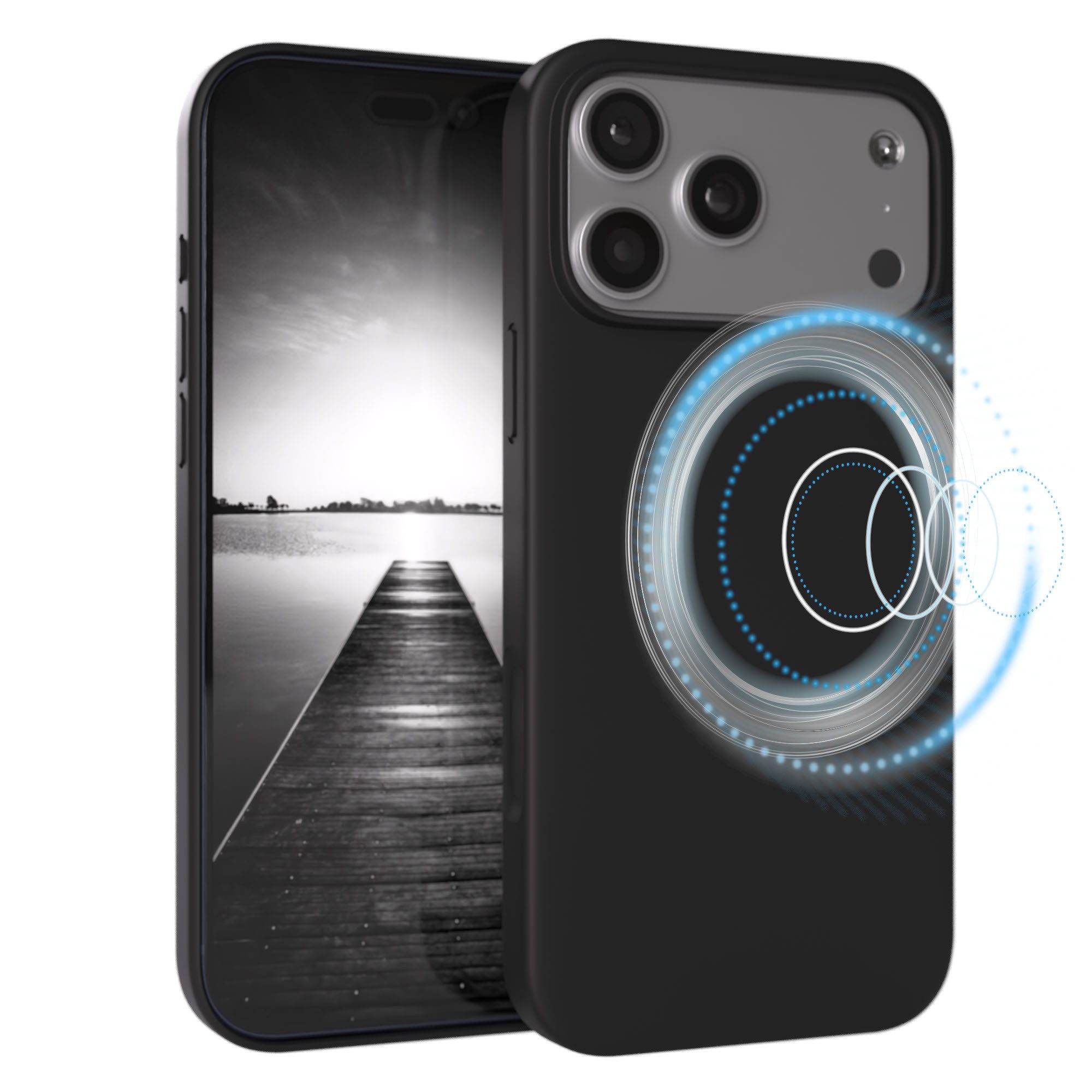 EAZY CASE Handyhülle für Apple iPhone 17 Pro Max Hülle Silikon 6,9 Zoll, Cover kompatibel mit Qi Magsafe Bumper Silicon Case kratzfest Schwarz