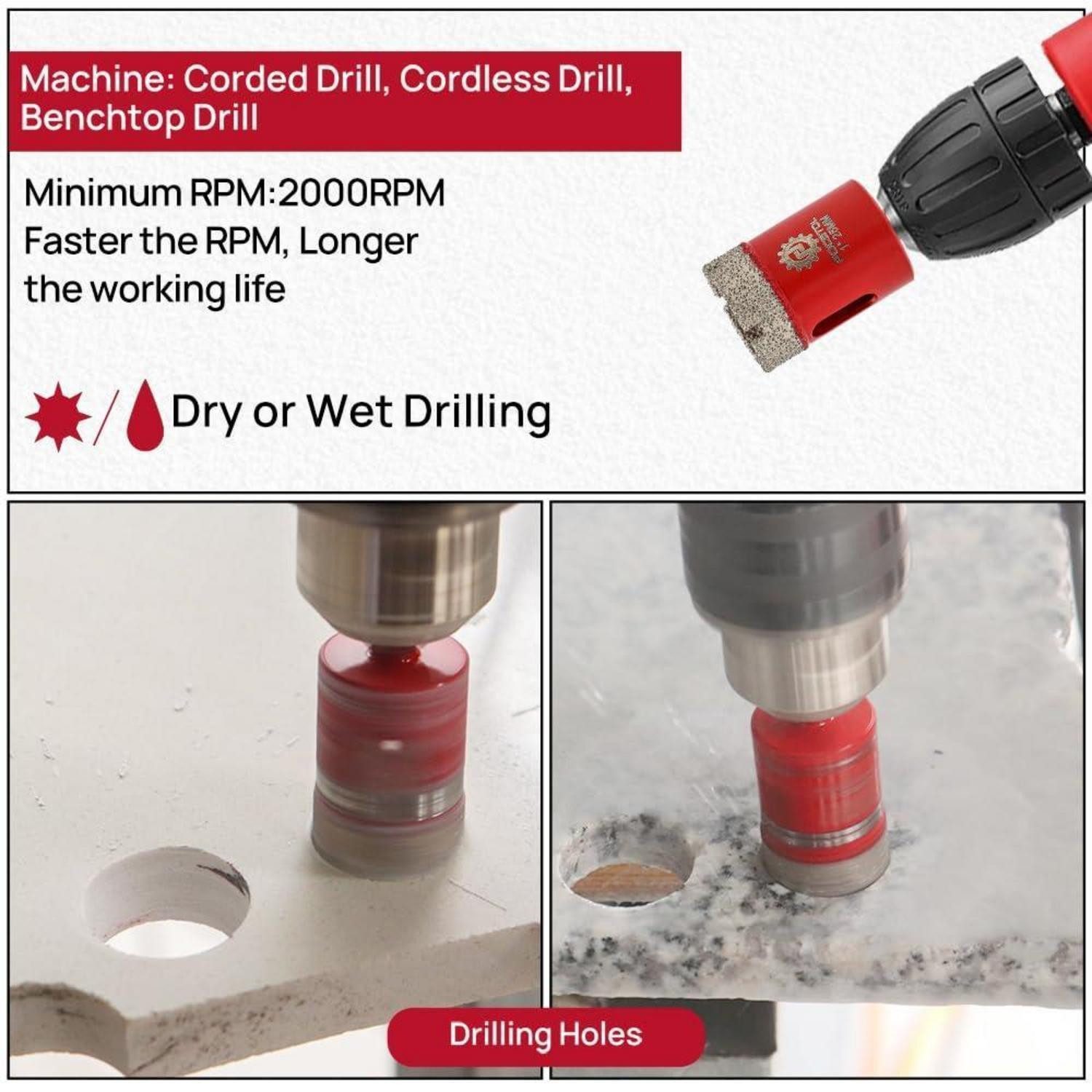 LuxusKollektion Fliesenbohrer Fliesenbohrer Diamant 25mm 2Stück Sechskantschaft Keramik 25mm*2