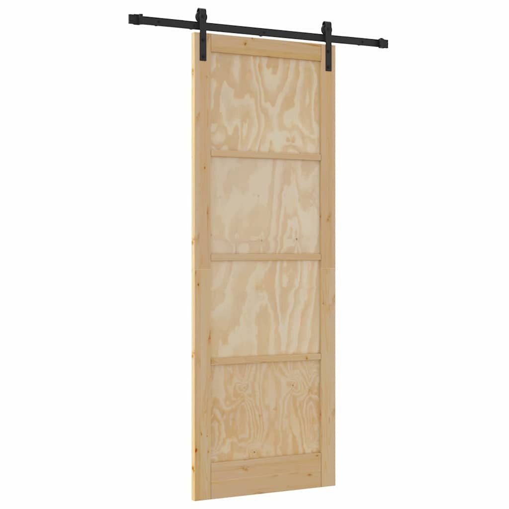 vidaXL Haustür Schiebetür Natur und Schwarz 83 x 232 cm (1-St)